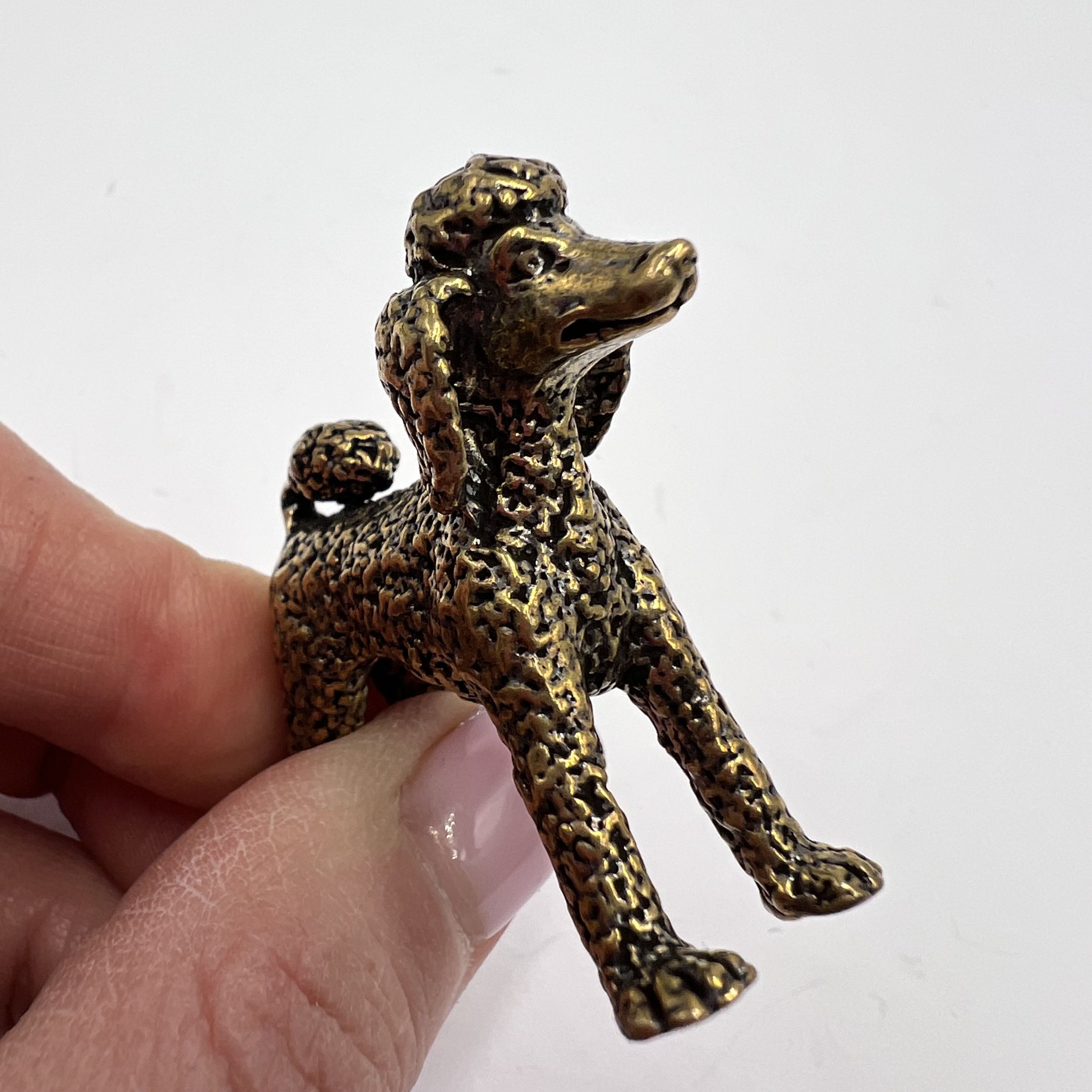 Vintage Vintage 1960s Mini Figure Statue Poodle Dog Brass 42gr Size ONE SIZE - 7 Thumbnail
