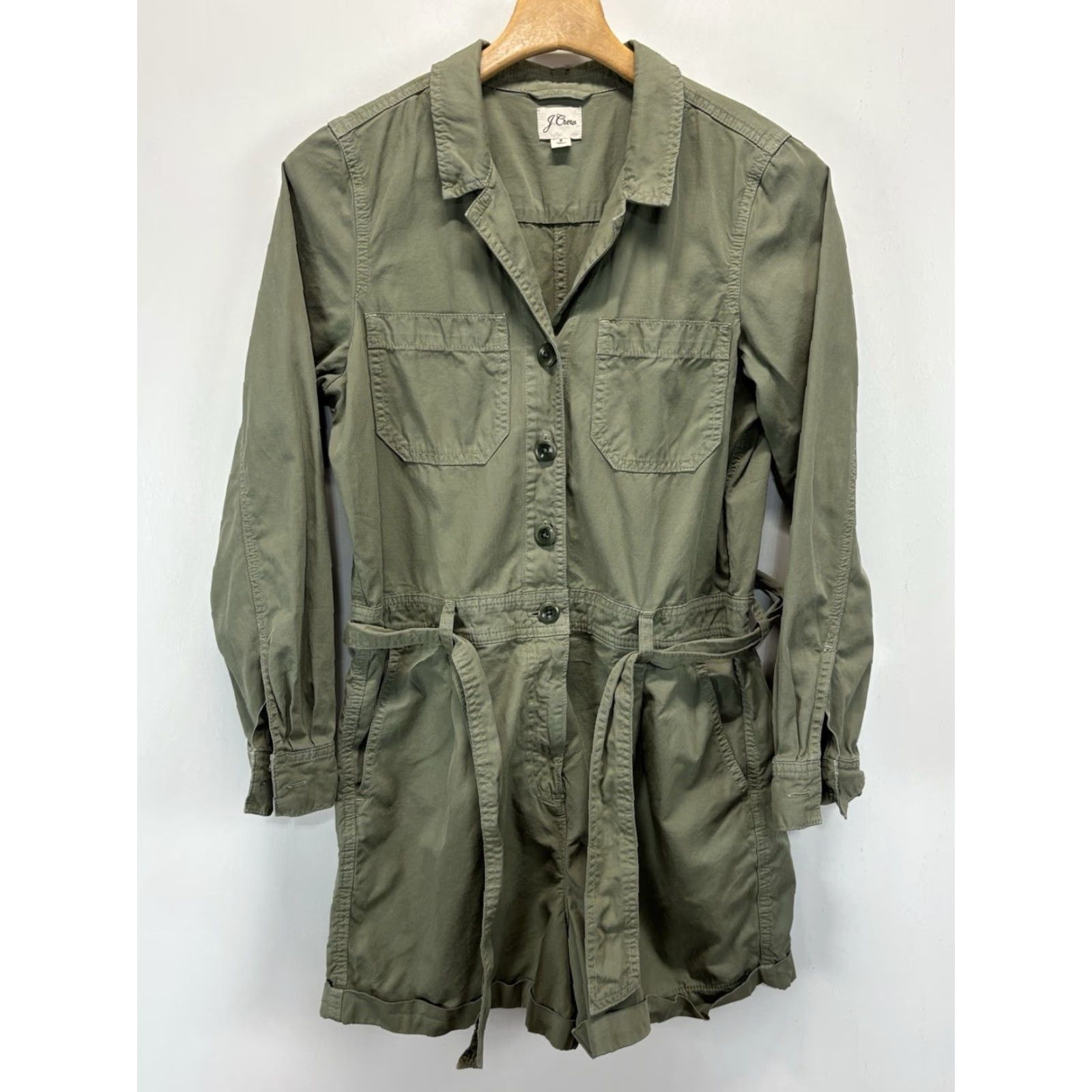 J.Crew J.CREW Foundry Chino Short Coveralls Women’s Size 8 Green Belted One Piece Size 30" / US 8 / IT 44 - 4 Thumbnail