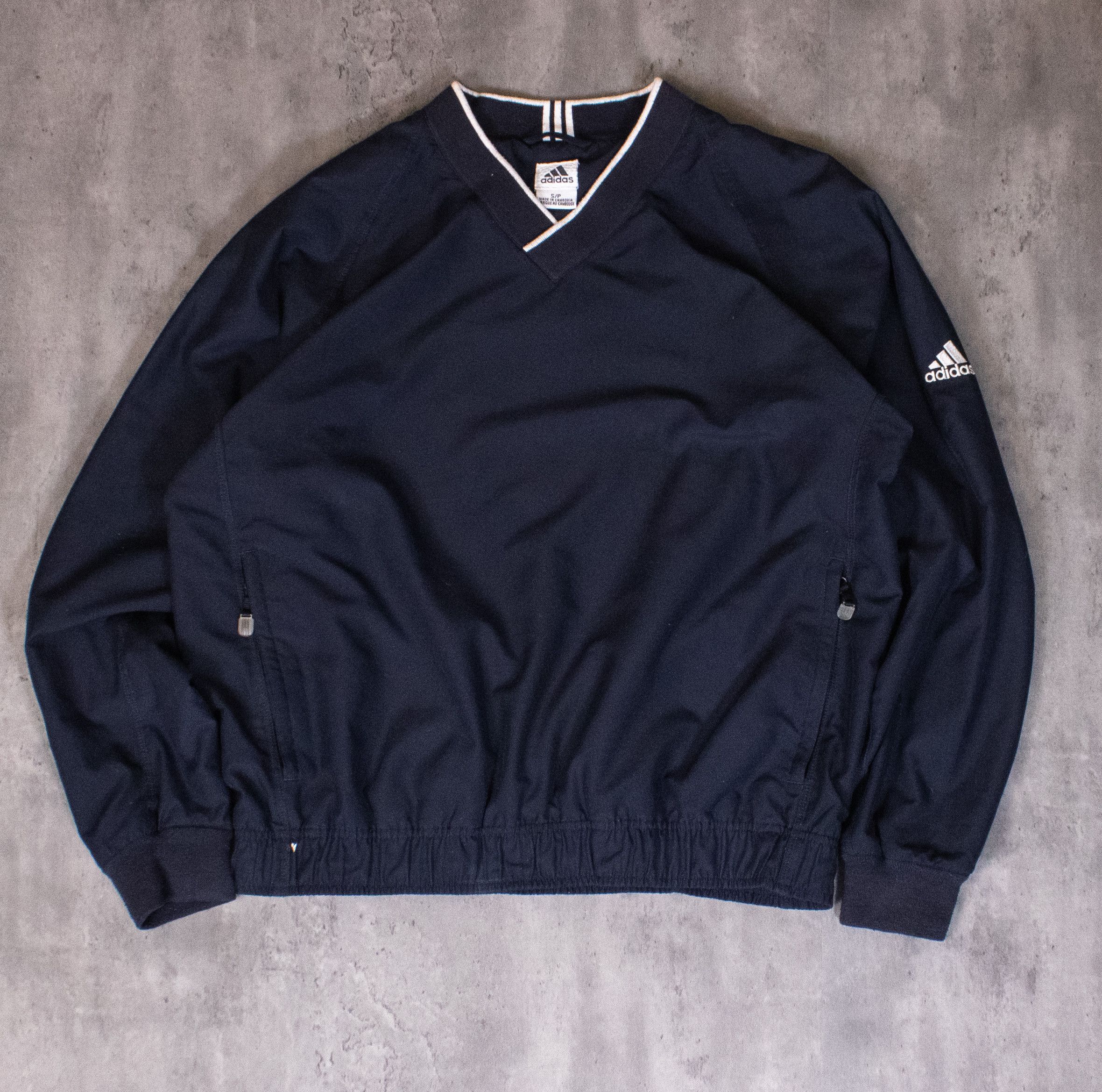 Adidas × Vintage Y2K 2003 Adidas 3 Stripe Navy Windbreaker Crewneck Sweater Size US L / EU 52-54 / 3 - 1 Thumbnail
