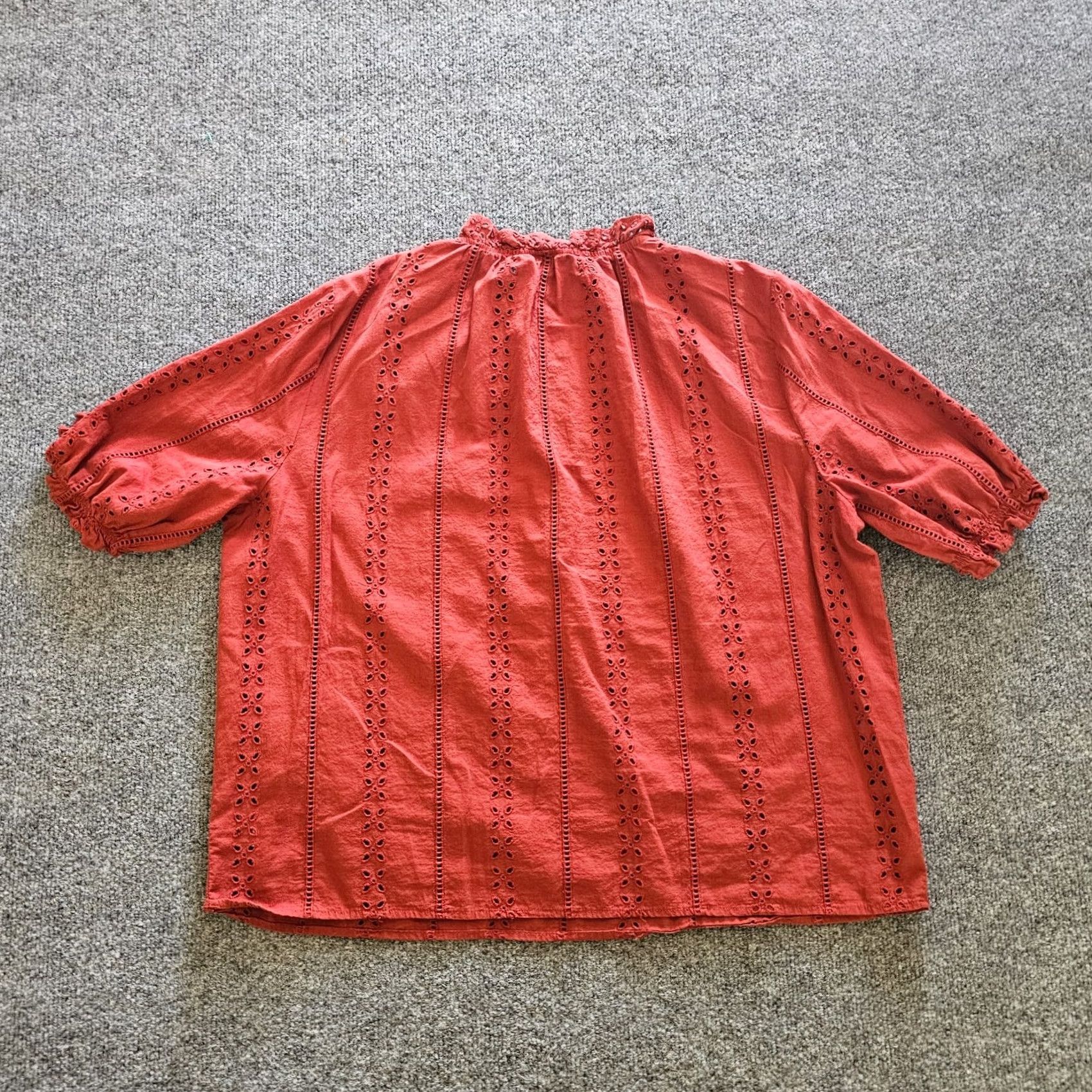 Vintage Universal Thread Top Shirt Womens XL Orange Short Sleeve Ruffle Neck Casual Size XL / US 12-14 / IT 48-50 - 7 Thumbnail