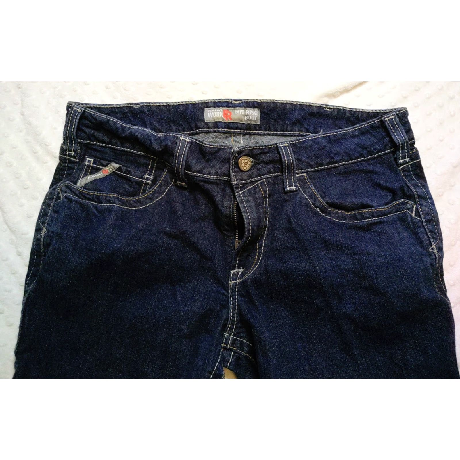 Ariat Ariat FR Jeans Mens 34 Jeans Mid Rise Bootcut Denim Blue Flame-Resistant 5-Pocket Logo Zipper Button USA Cowboy Cat Mens Size US 34 / EU 50 - 4 Thumbnail
