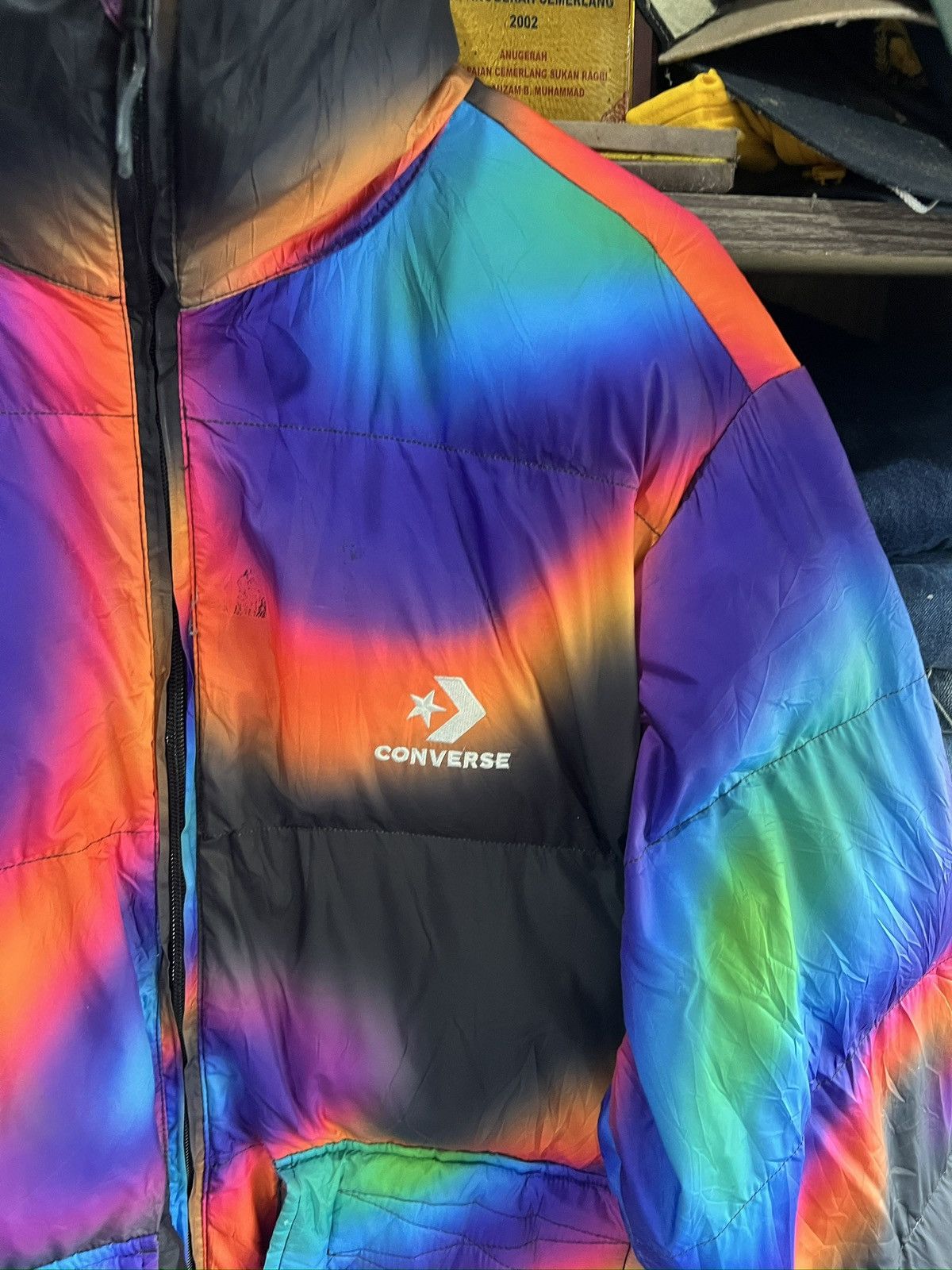 Converse 🔥Rare Distressed Converse Multicolor Puffer Jacket Size US L / EU 52-54 / 3 - 12 Thumbnail