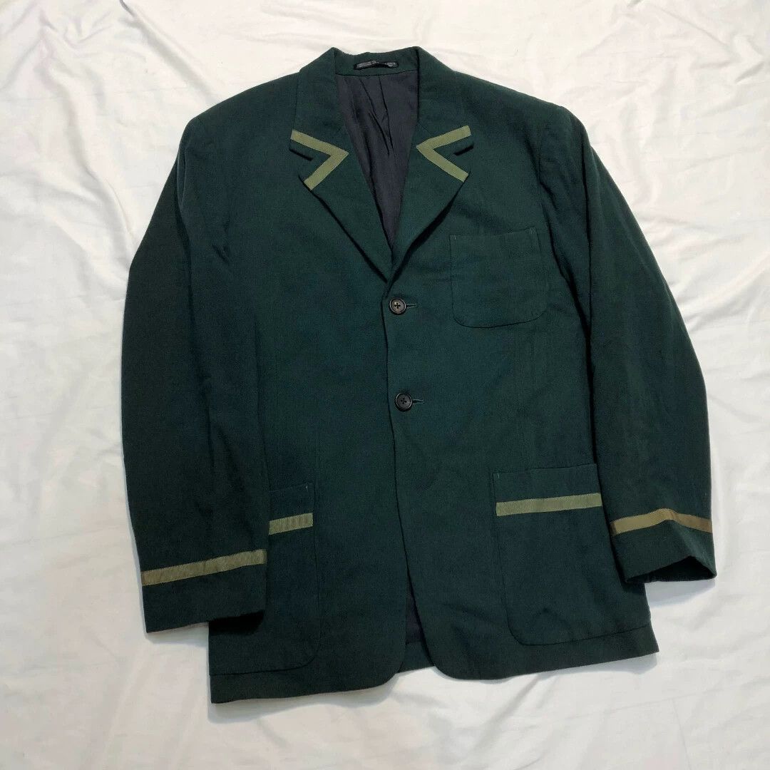 Yohji Yamamoto Yohji Yamamoto 89AW Striped Runway Jacket Green Size US S / EU 44-46 / 1 - 4 Thumbnail