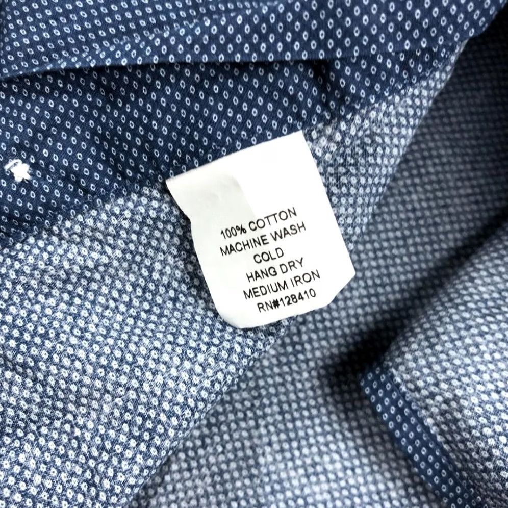 Sid Mashburn Sid Mashburn Men's S Small Navy Blue White Dot Cotton Button-Down Shirt Size US S / EU 44-46 / 1 - 7 Thumbnail
