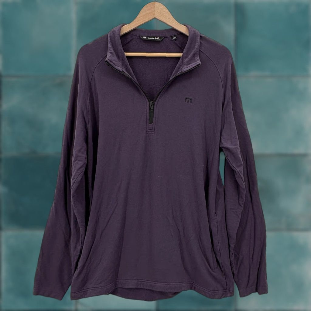 TravisMathew Travis Mathew Upgraded Pullover Mens Large Purple Quarter Zip Stretch Golf Camp Size US L / EU 52-54 / 3 - 1 Thumbnail