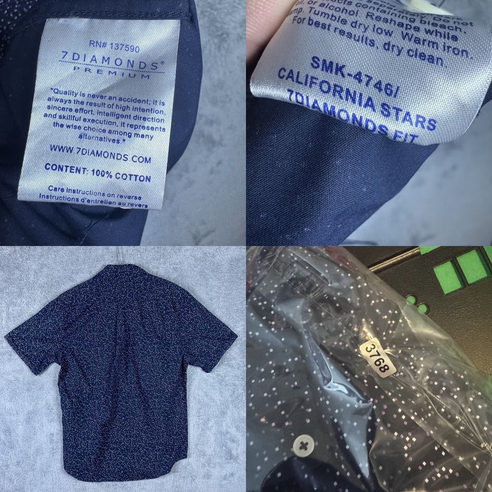 Vintage 7 Diamonds 4-Way Stretch Shirt Mens XL Premium California Stars Geometric Shirt Mens XL Geometric Stars Front Button-Up Shirt - 7 Diamonds Size US XL / EU 56 / 4 - 8 Thumbnail