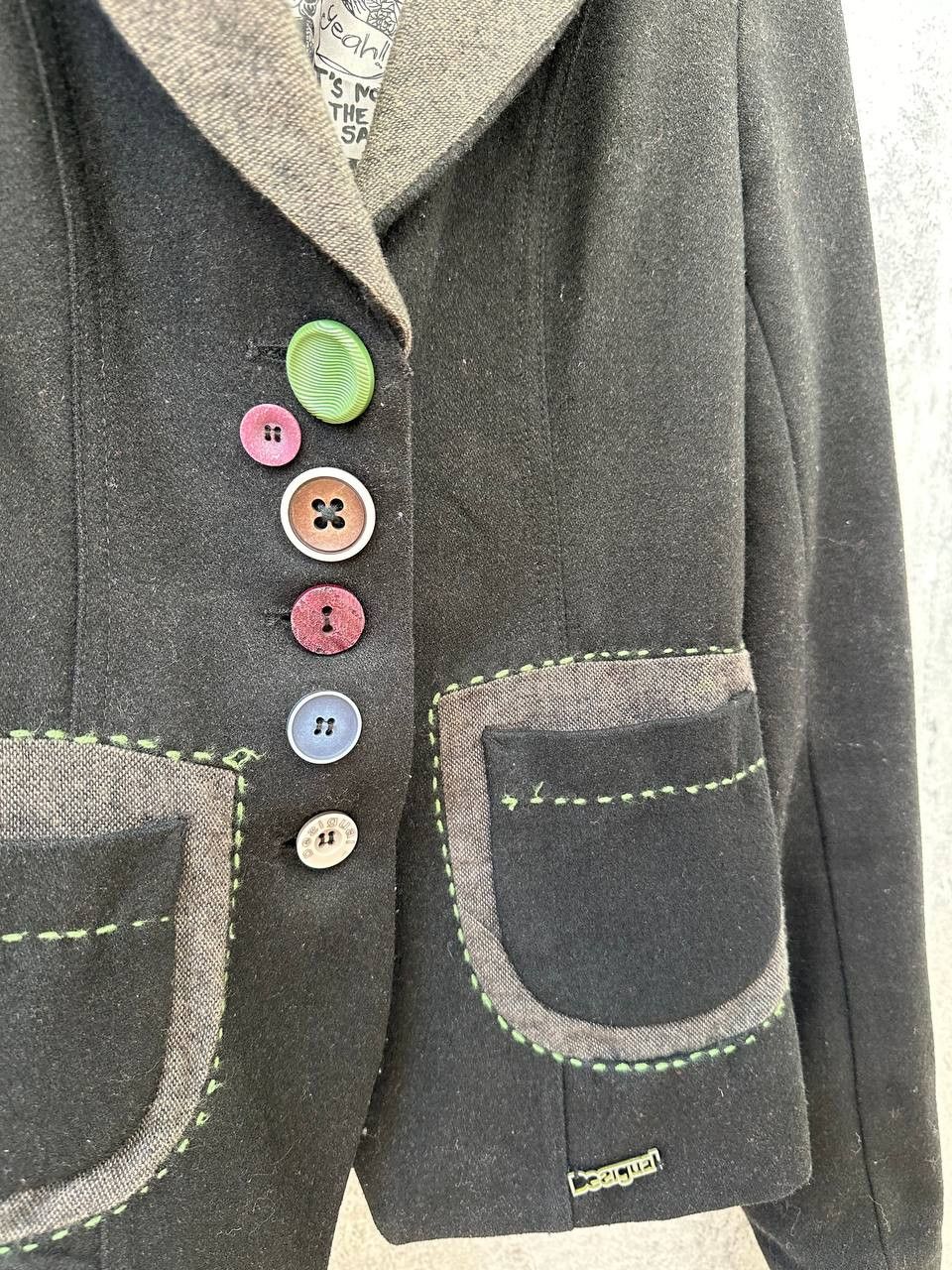 Desigual × Vintage Desigual Patchwork Wool Blazer with Graphic Lining Size XS / US 0-2 / IT 36-38 - 10 Thumbnail