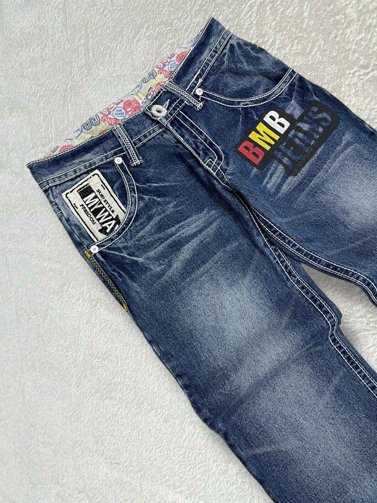 Japanese Brand Vintage 1990s Japan Designer Blue Moon Blue Surf Girl Denim Size US 29 - 9 Thumbnail