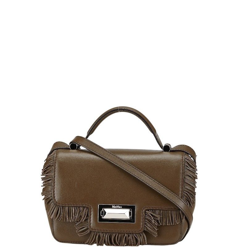 Maxmara Max Mara Brown Leather Fringe 2Way Bag Leather Shoulder Bag, Women's