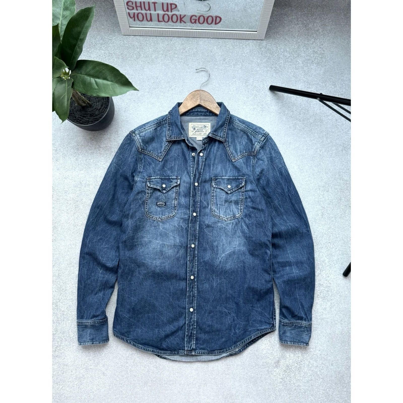 Diesel VINTAGE Diesel Button-Up Shirt Men M Denim Blue 90s Retro Casual Size US M / EU 48-50 / 2 - 2 Thumbnail