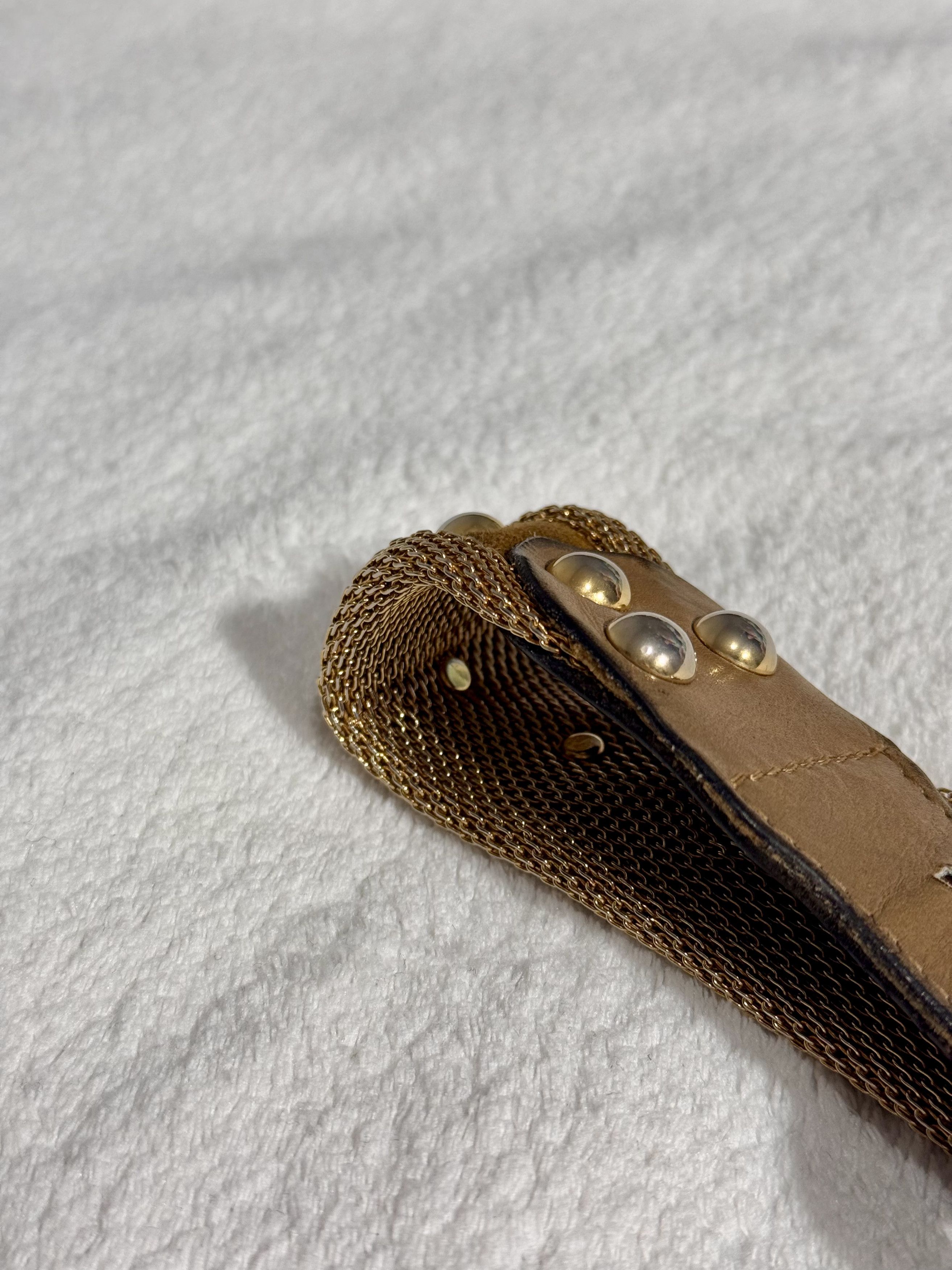 Escada Vintage Escada Bronze Mesh Chainmail Belt with Studs 1980s Size ONE SIZE - 5 Thumbnail