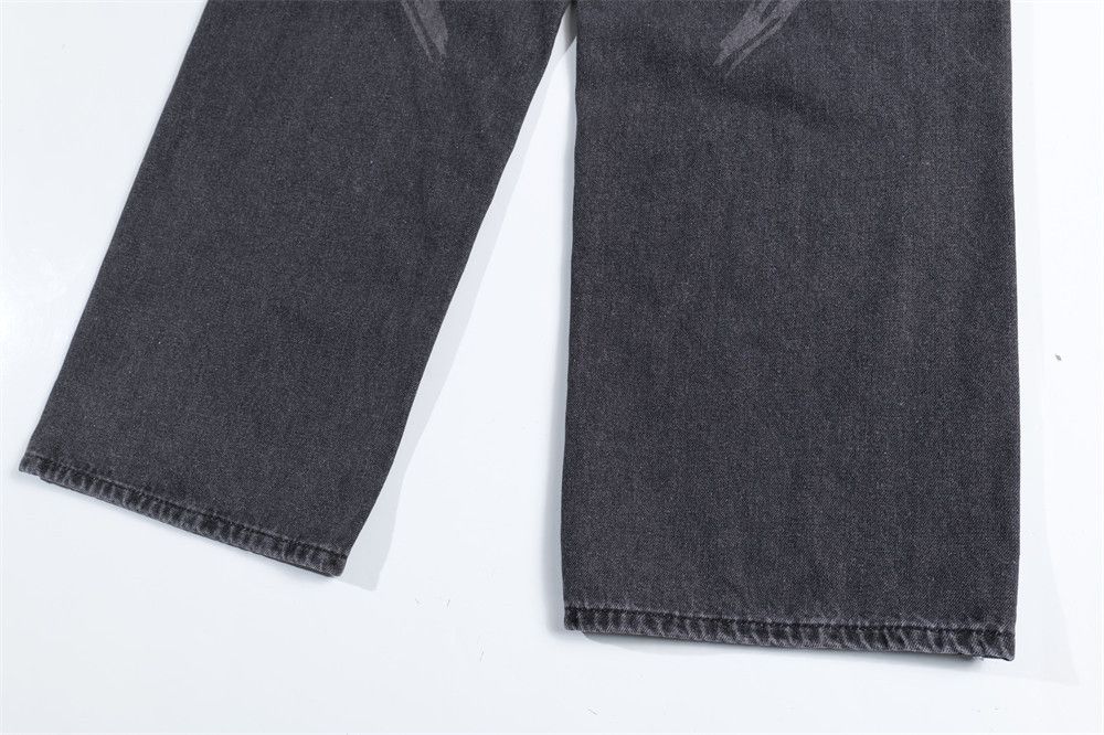 Jean Men's hip-hop trendy wing print casual loose straight jeans Size US 32 / EU 48 - 6 Thumbnail