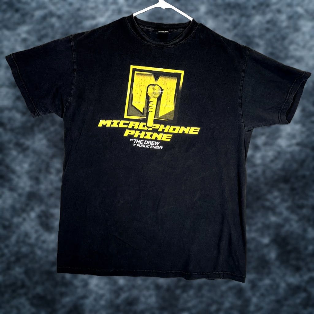 VINTAGE Sun Tees A1 Microphone Phine By The Drew of Public Enemy Shirt Adult 3XL Black Rap Tee Me Shirt Men's 3XL Black Music Shirt