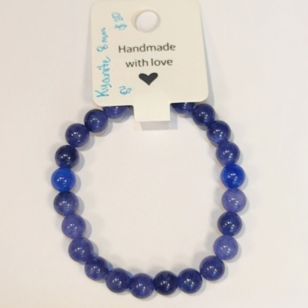 Handmade Natural Crystal Kyanite Beaded Bracelet 8" Size ONE SIZE - 1 Thumbnail