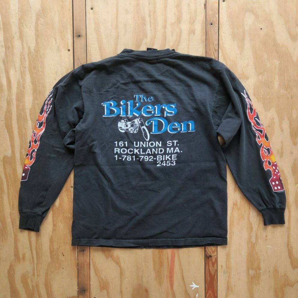 Vintage Vintage Bikers Den Flames Dice Double Sided Shirt Grunge Y2k Size M / US 6-8 / IT 42-44 - 1 Thumbnail