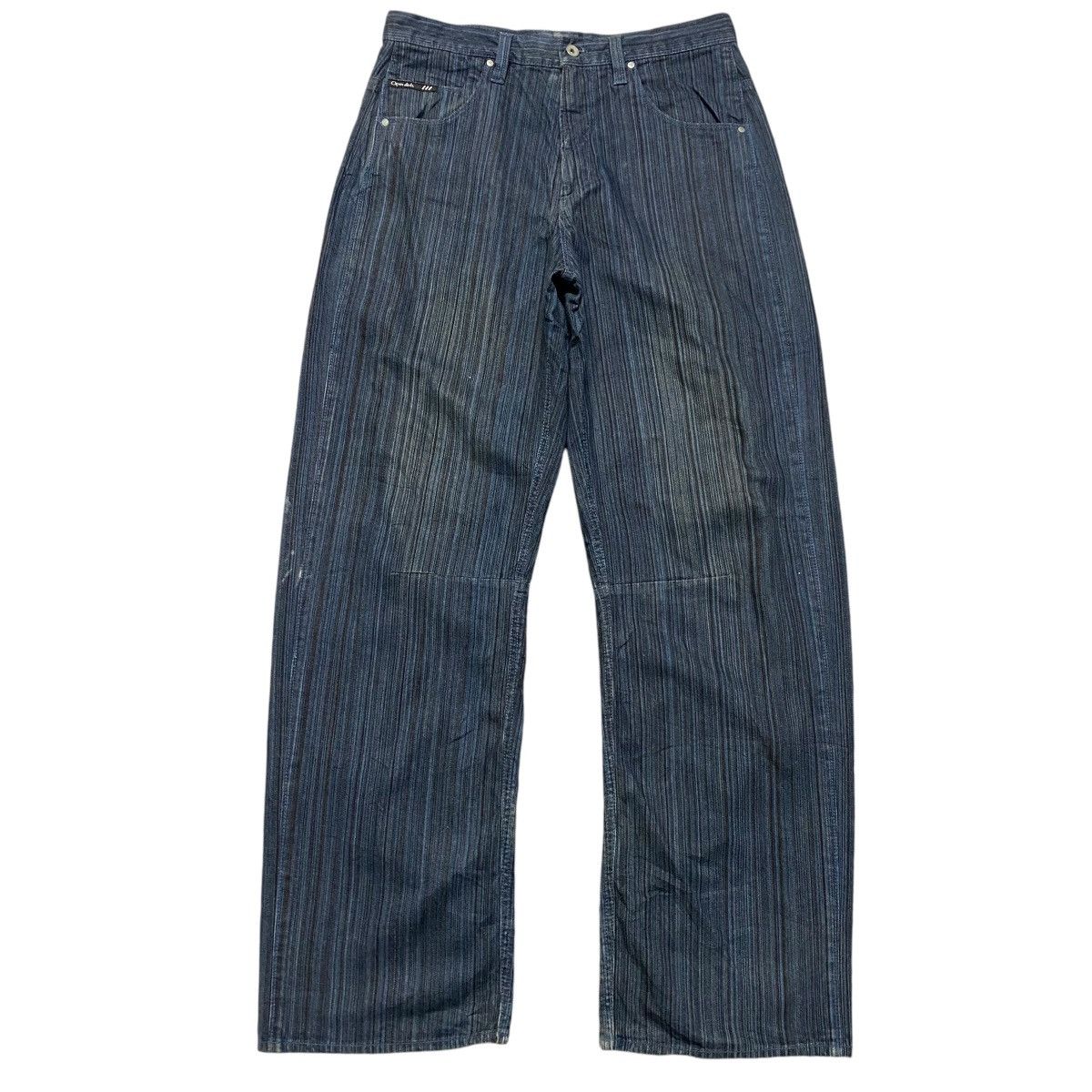 Japanese Brand Japanese Brand OPEN DICH Pinstripe Denim Baggy Jeans Size US 33 - 1 Thumbnail