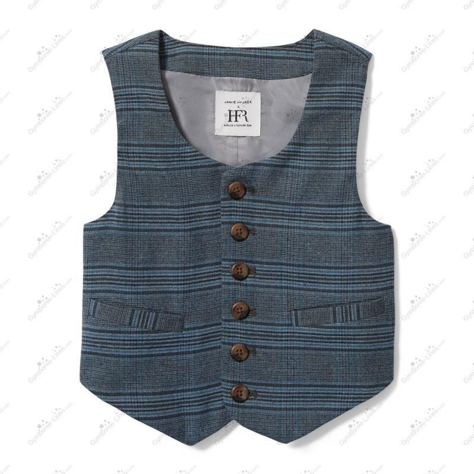 & Other Stories JANIE and Jack RICHFRESH PLAID SUIT VEST Blue 6 A000956 Size 26 - 1 Thumbnail