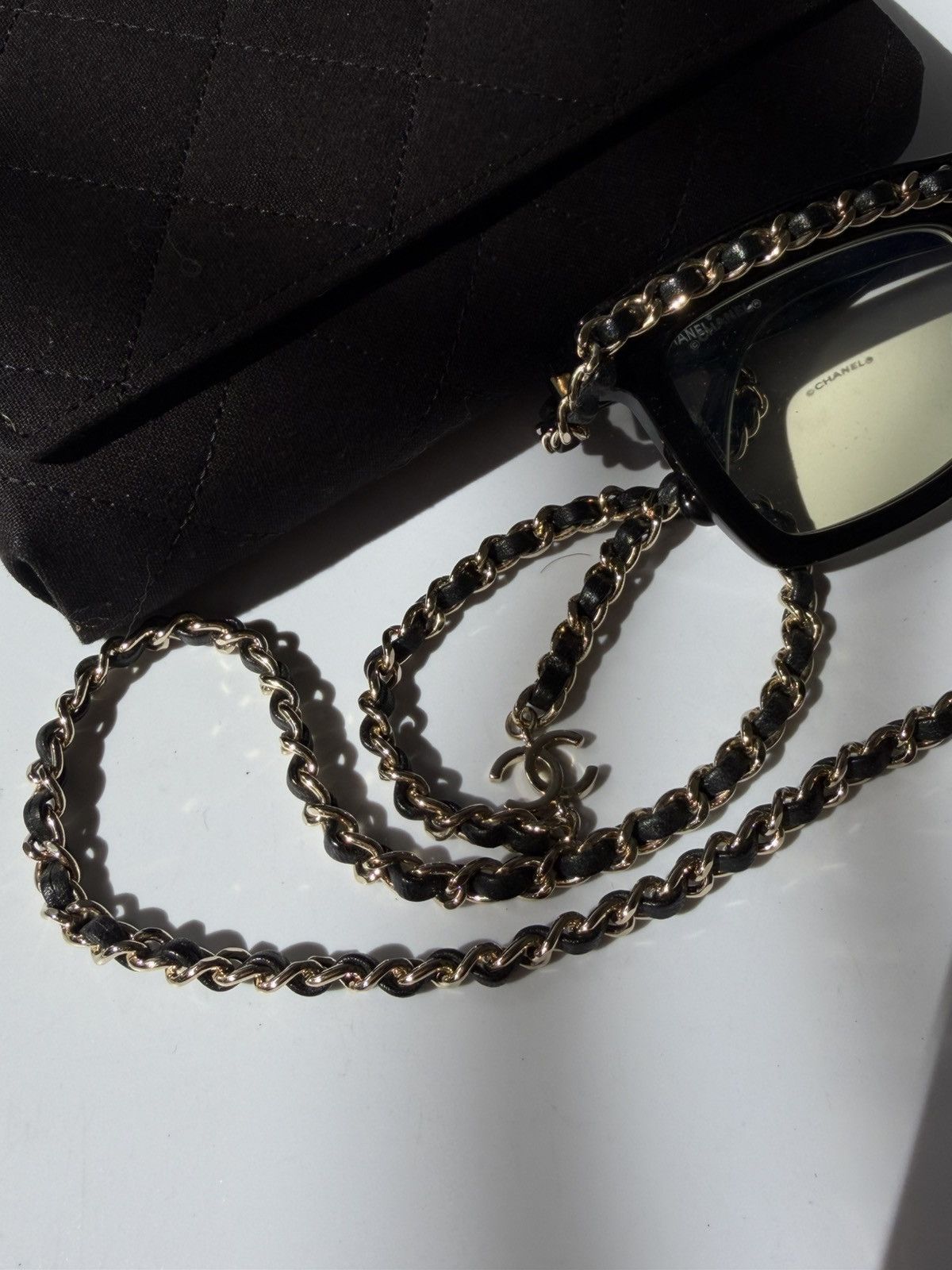 Chanel Chanel Rectangular Coco Mark Chain Sunglasses Size ONE SIZE - 3 Thumbnail