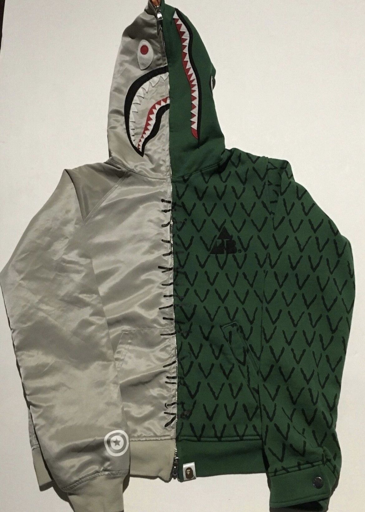 Image of Bape Shark Hoodie Jacket in Green, Men's (Size XS)