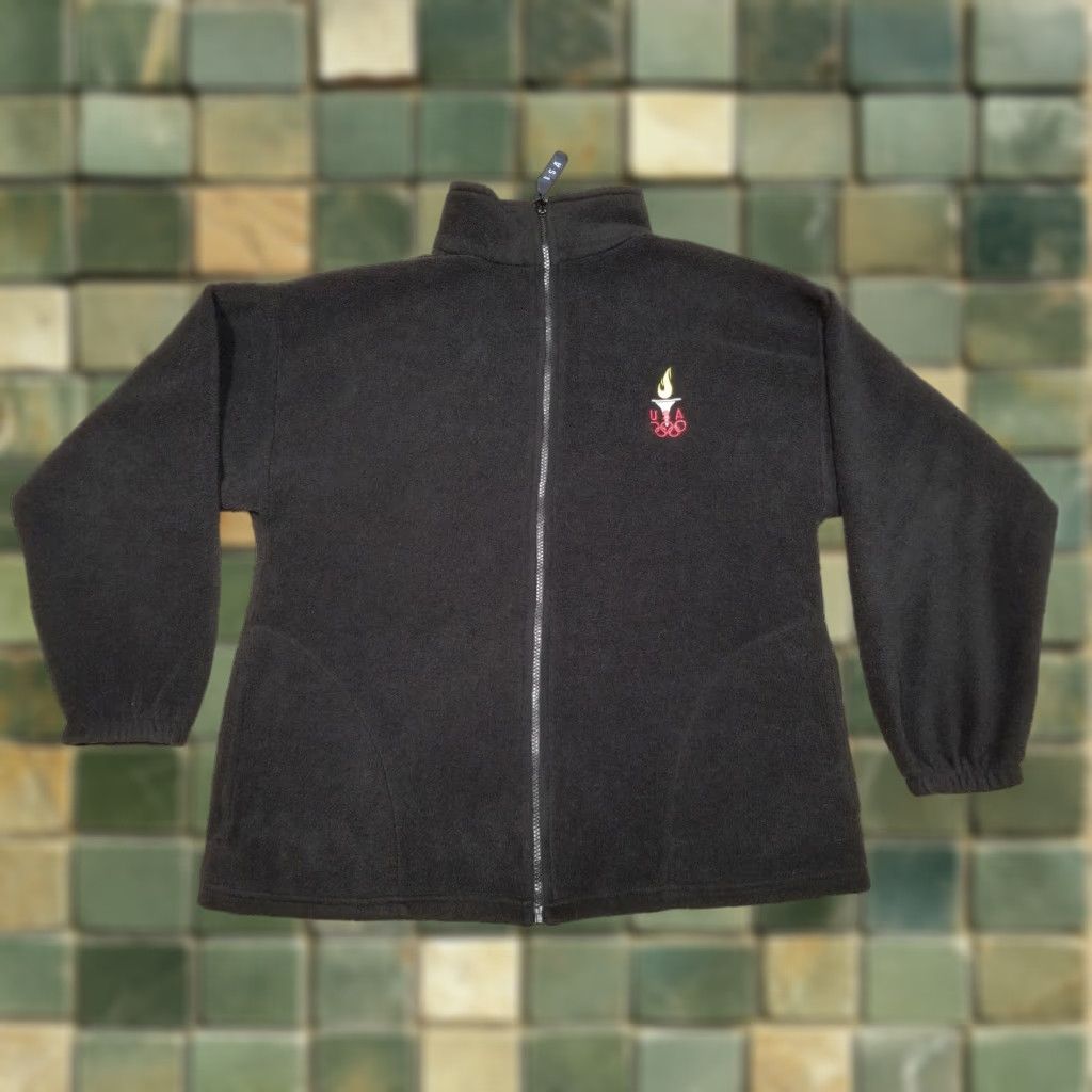 Vintage VINTAGE Olympic USA Fleece Jacket Mens Large Black Polyester Full Zip Casual USA Size US L / EU 52-54 / 3 - 1 Thumbnail