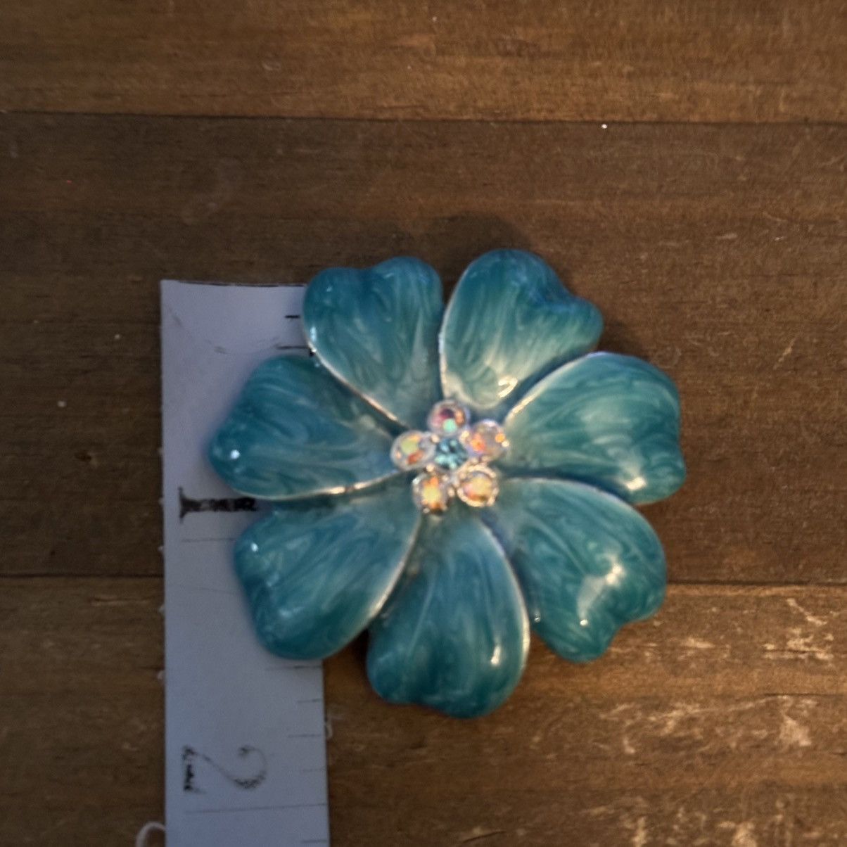 Vintage Vintage teal enamel flower brooch Size ONE SIZE - 2 Thumbnail