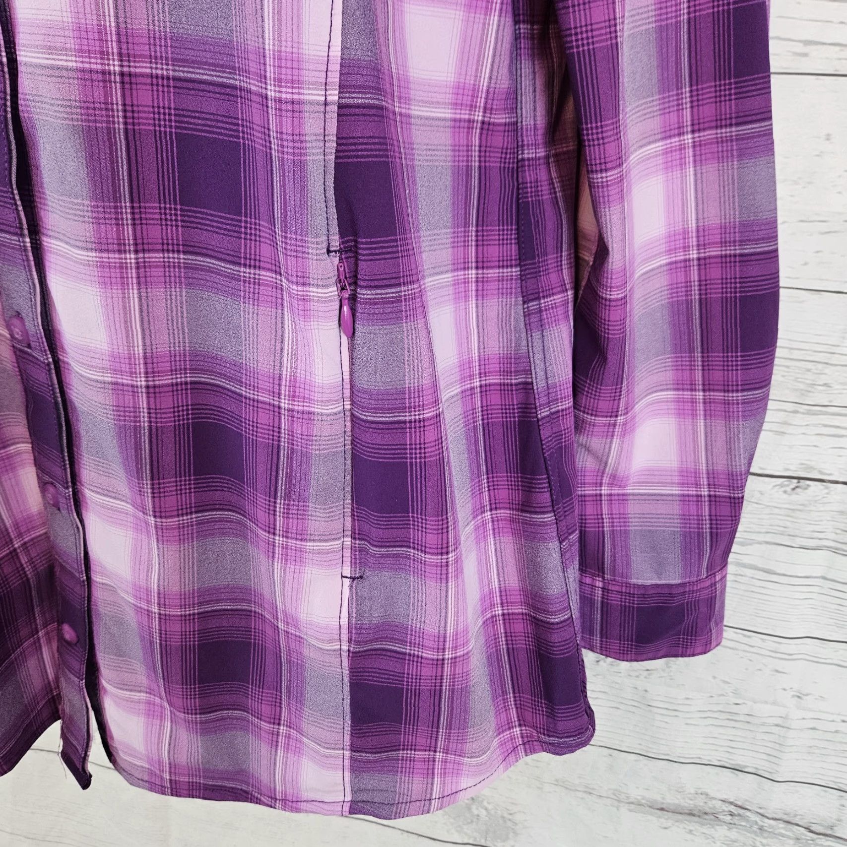 Vintage Duluth Womens Button-Up Tunic Size M Purple Plaid Long Sleeve Casual Vented Shirt Womens Size M / US 6-8 / IT 42-44 - 3 Thumbnail