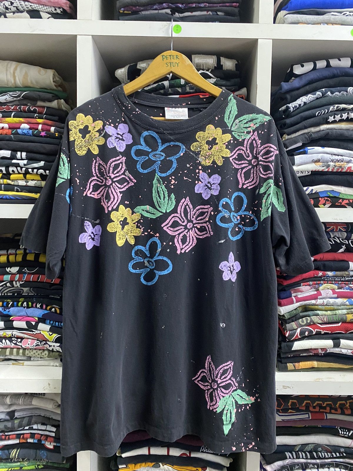 Vintage Makee Tee Floral Art Splash Design Size US XL / EU 56 / 4 - 2 Thumbnail