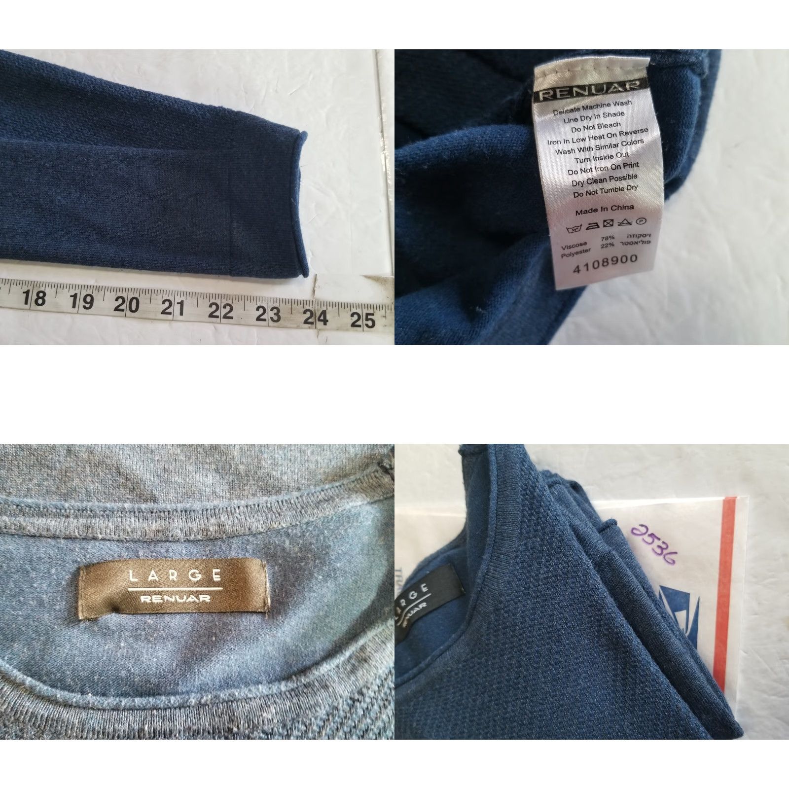 Vintage Renuar Mens Sweatshirt Crew Neck Long Sleeve Blue Size L Pullover Embroidered Logo Hip Hop Size US L / EU 52-54 / 3 - 8 Thumbnail