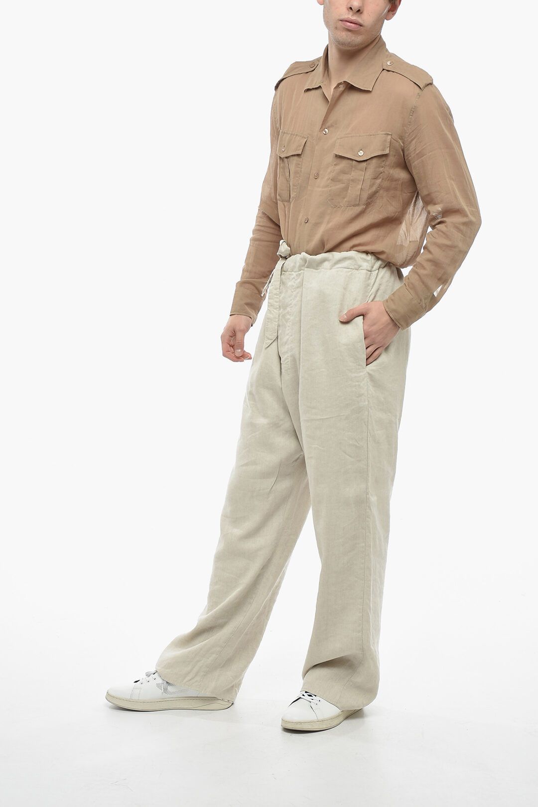 Maison Margiela og1mm1224 Reversible UNISEX Flax Blend Pant in Beige Size 34" / US 12 / IT 48 - 5 Thumbnail