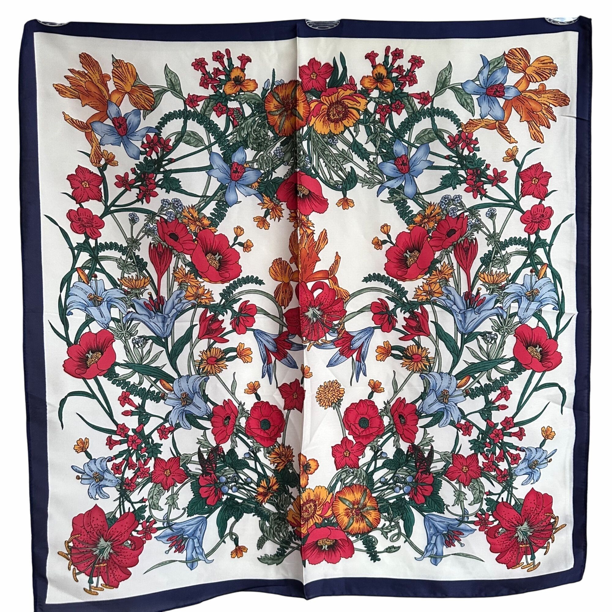 Other ❤️Luxury Elegant Bandana Square Silky Scarf Floral Red White Size ONE SIZE - 3 Thumbnail