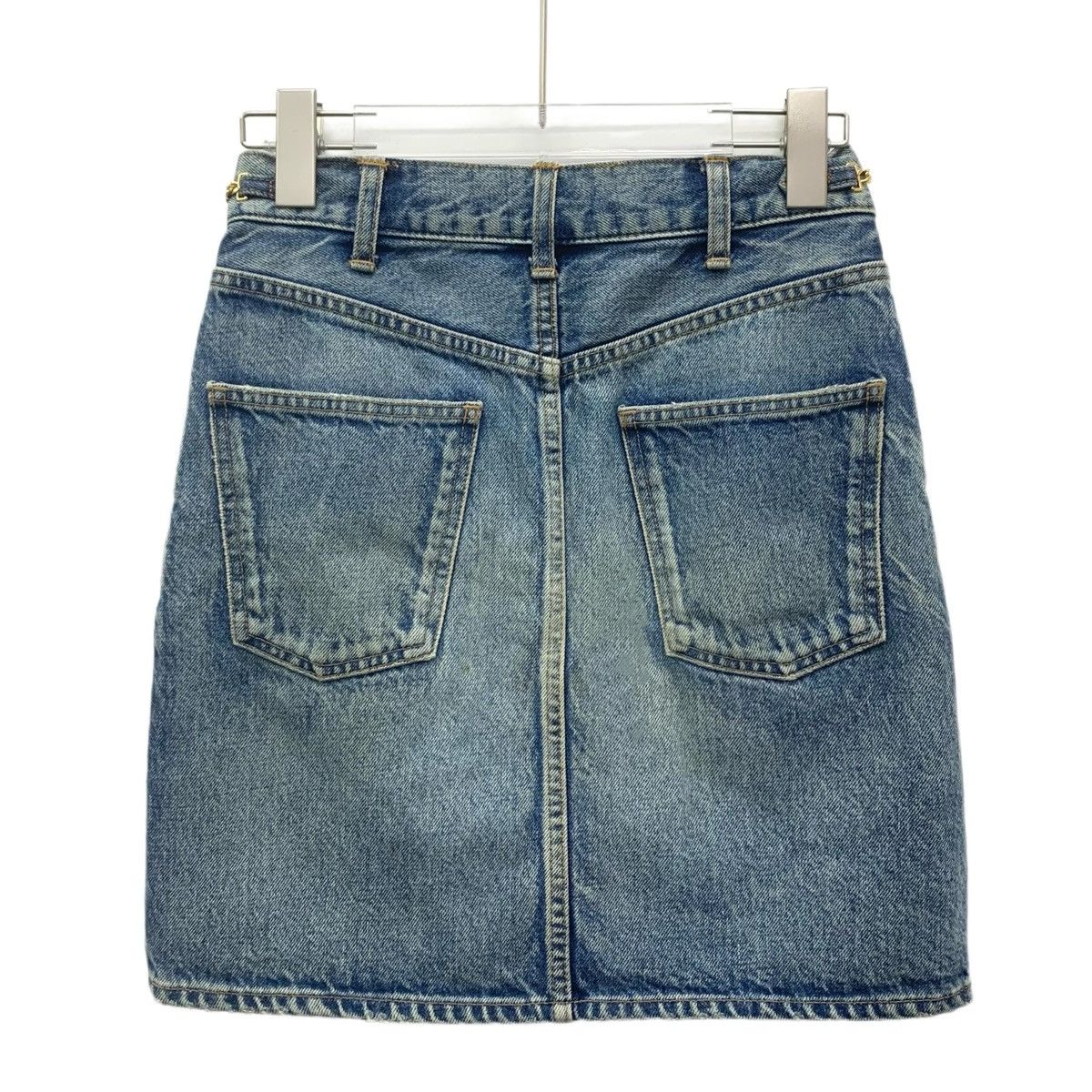 Celine Celine Blue Washed Chain Cotton Denim Mini Skirt K26WX Size 25" / US 0 / IT 36 - 2 Thumbnail