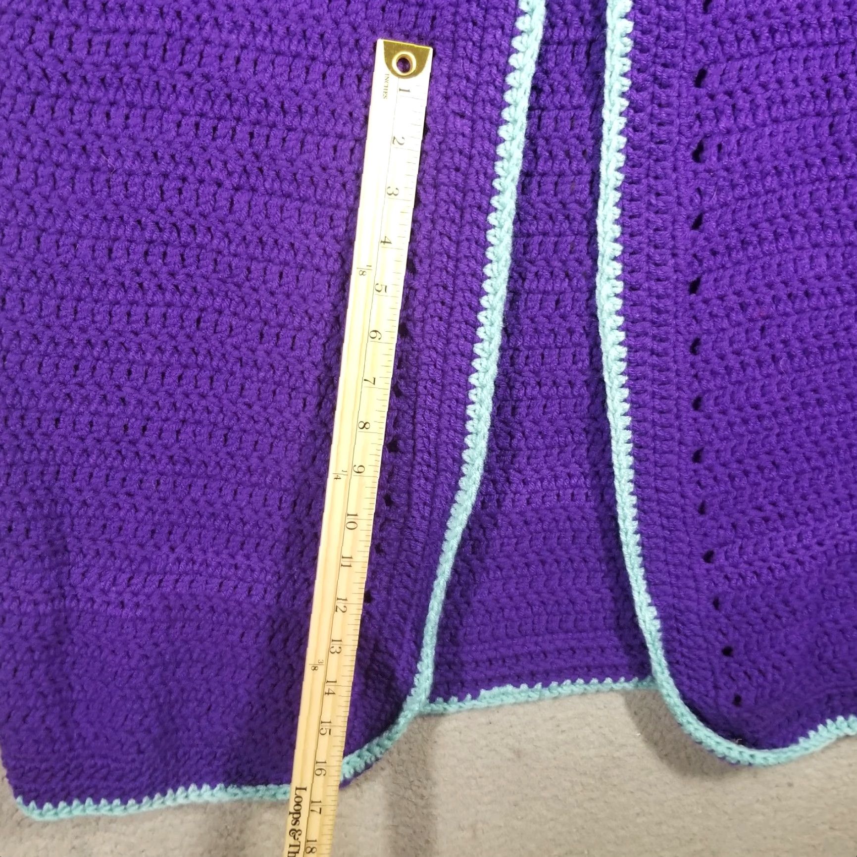 Vintage Vintage Handmade Crochet Duster Cardigan Robe Hat Woman 2XL Purple Teal 90s Bohemian Gothic Retro Hipster Rock Punk Shirt? Size XXL / US 16-18 / IT 52-54 - 7 Thumbnail