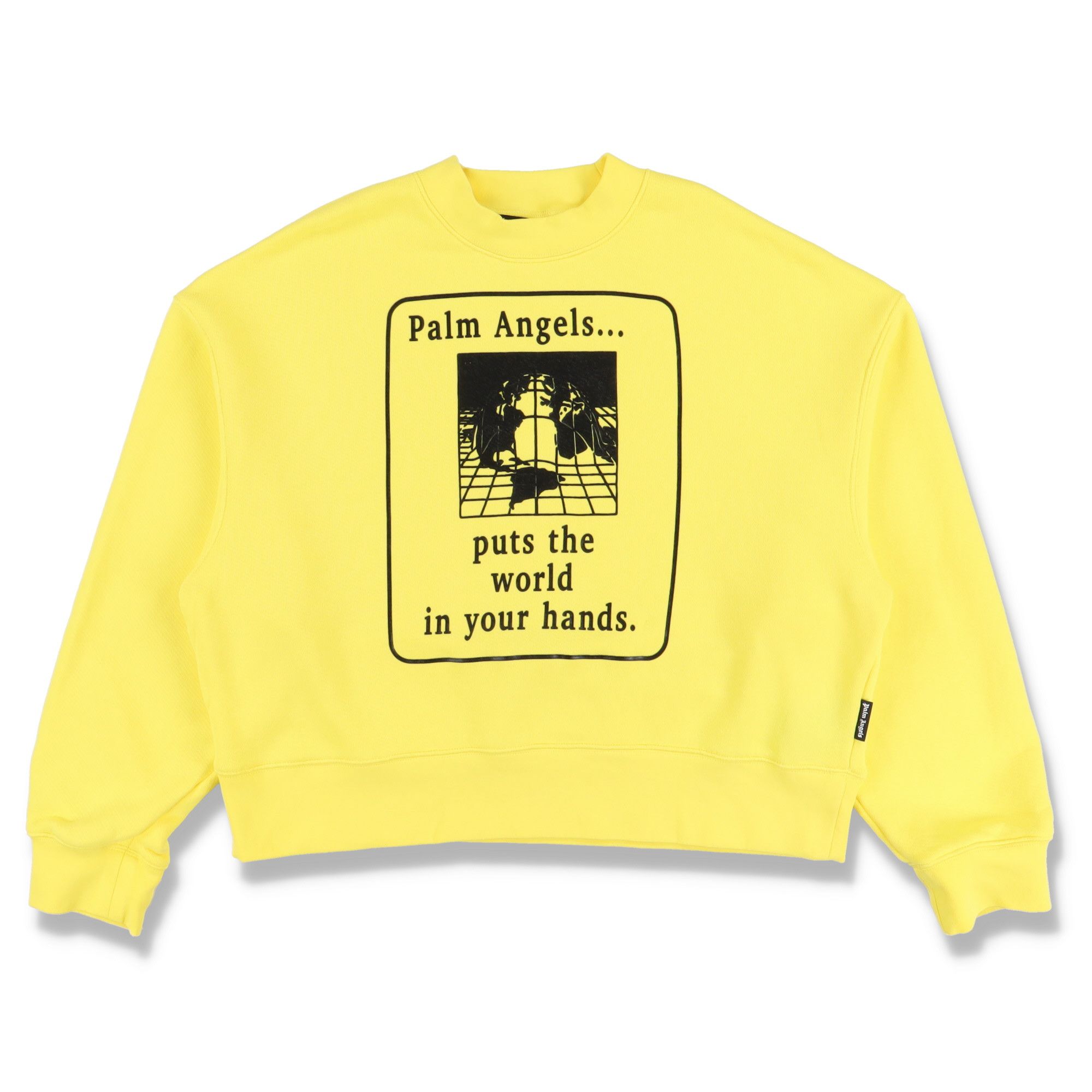 Palm Angels Yellow World In Your Hands Oversized Logo Sweatshirt Size US L / EU 52-54 / 3 - 1 Thumbnail