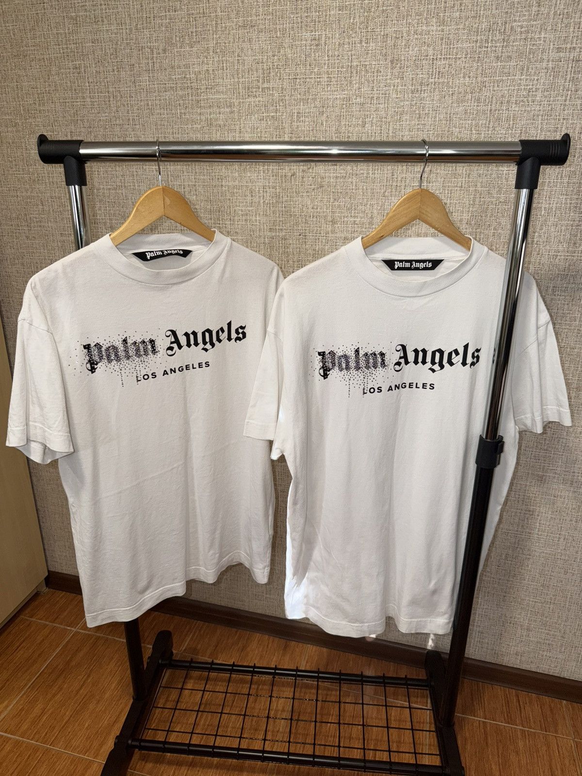 Palm Angels Palm Angeles Rhinestone Sprayed Logo White T Shirt Size US L / EU 52-54 / 3 - 1 Thumbnail