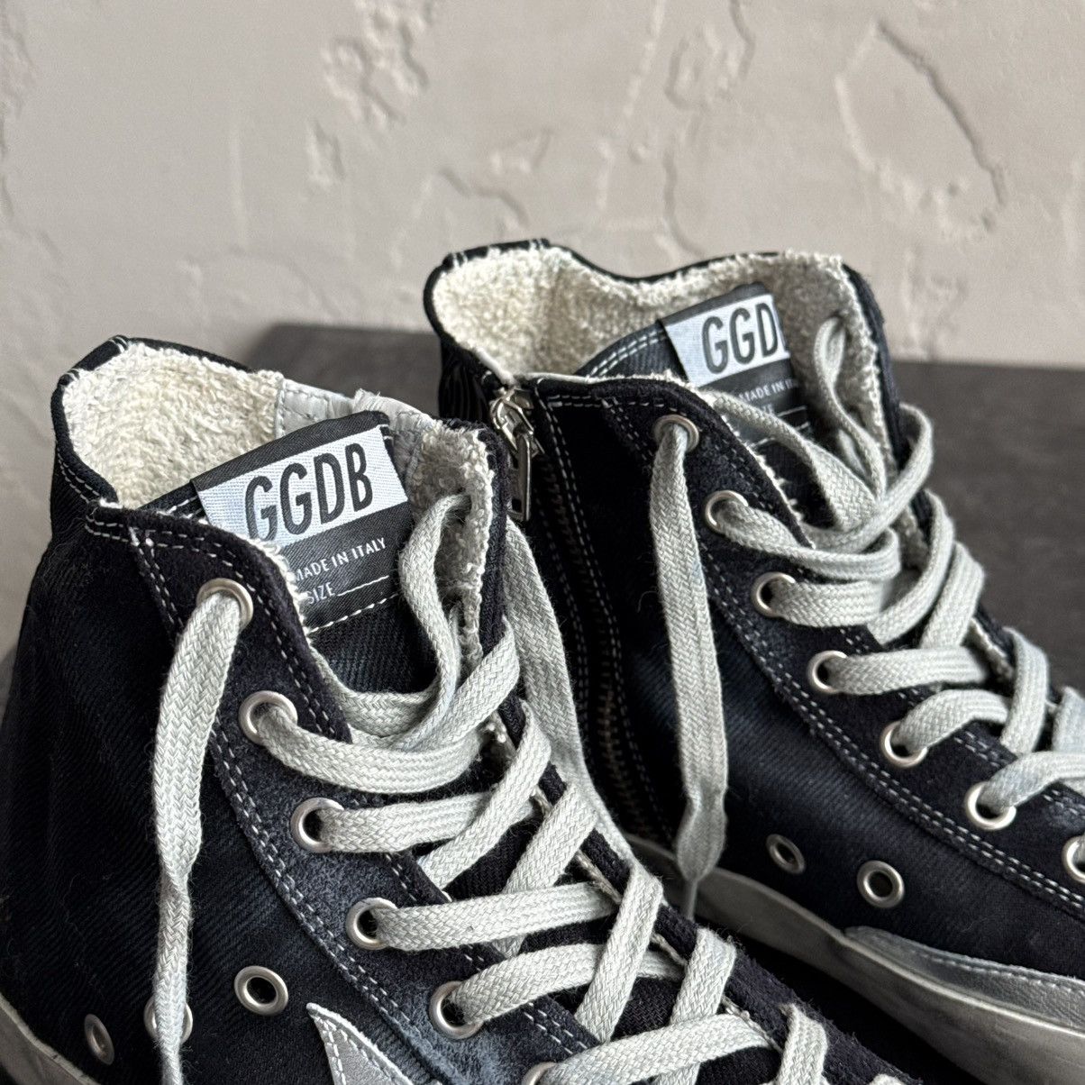 Golden Goose Golden Goose Francy Distressed Navy Denim High-Top Sneakers Size US 9 / IT 39 - 15 Thumbnail
