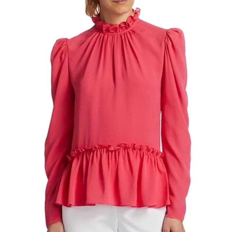 image of Saloni Mel Blouse in Flamingo Pink, Women's (Size XS)