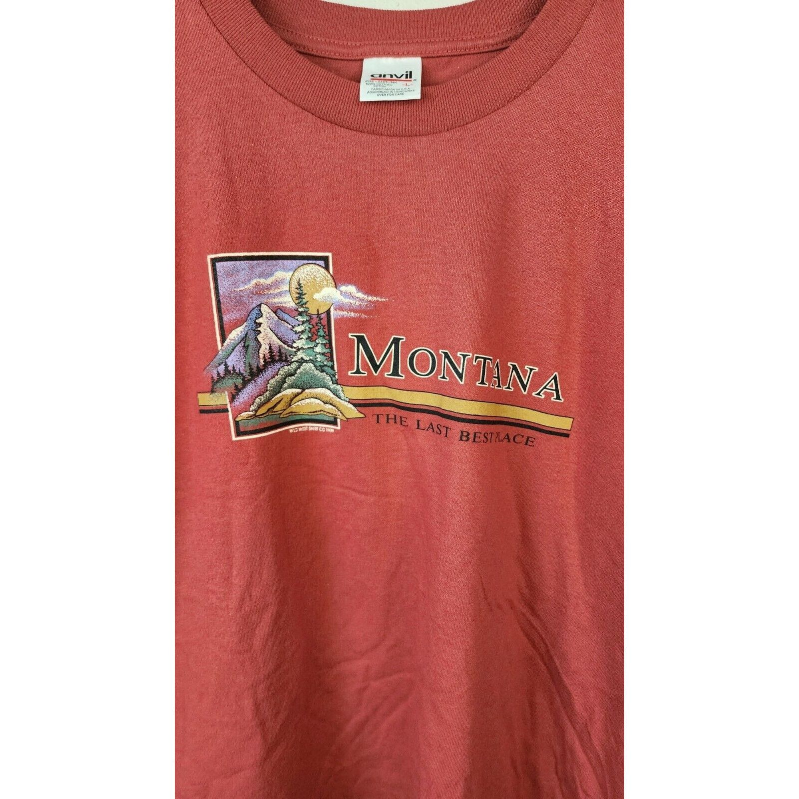 Anvil Vintage Montana The Last Best Place Shirt Red Tee VTG 90s L Size US L / EU 52-54 / 3 - 2 Thumbnail