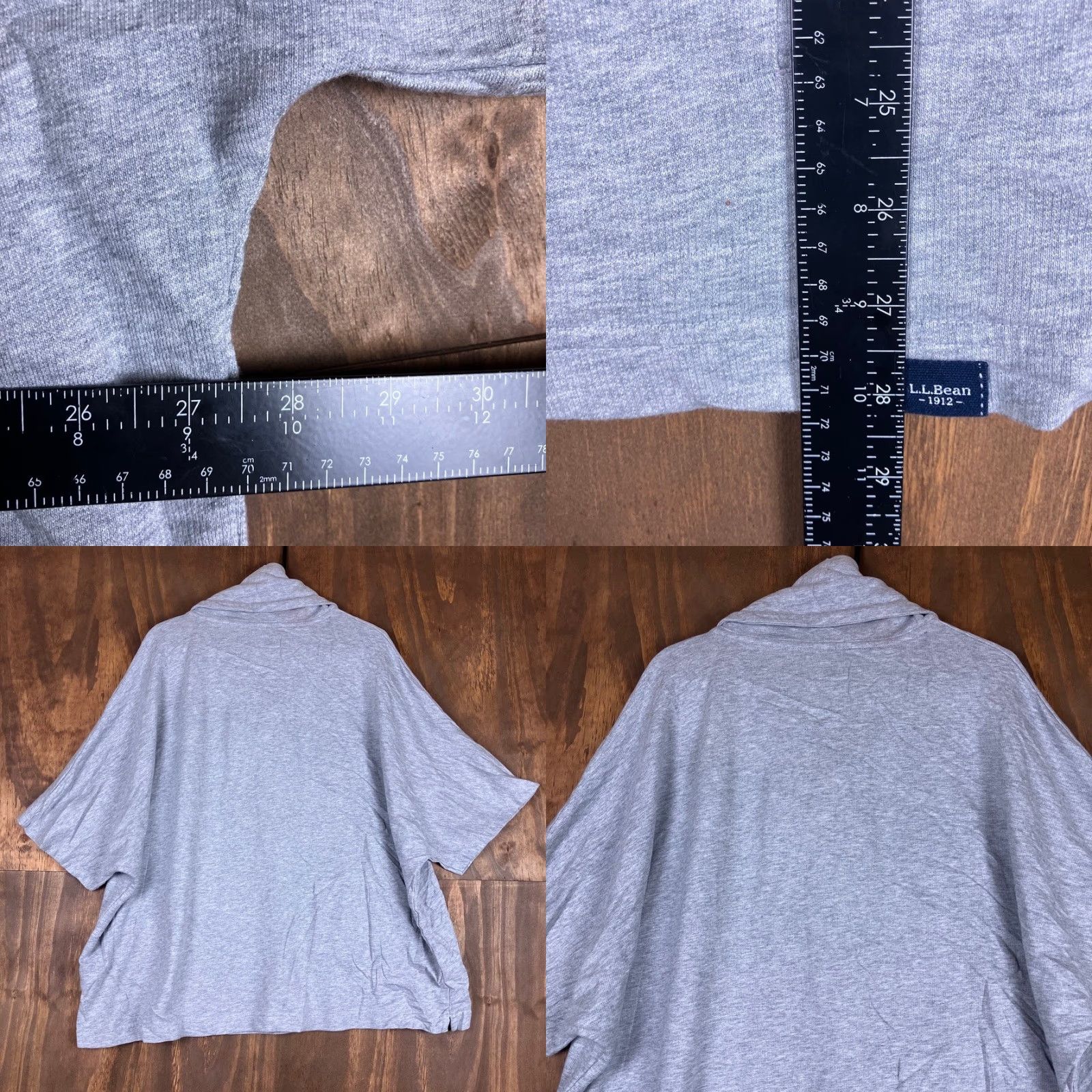 Vintage LL Bean Mens Sweater Gray Short Sleeve Cowl Neck 100% Cotton L-XL Sweatshirt Pullover Jersey Crewneck Athletic Men Regular/Machine Washable Size US L / EU 52-54 / 3 - 8 Thumbnail