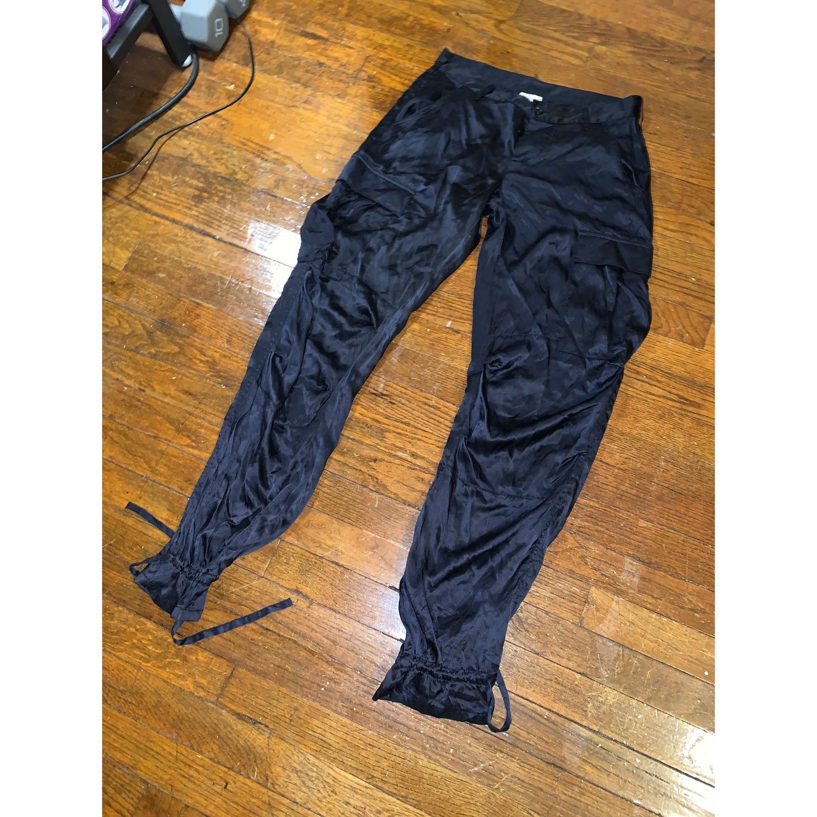 Joie × Vintage Joie Black Silk Cargo Pants Womens Size 28 Y2K Parachute Size 28" / US 6 / IT 42 - 5 Thumbnail