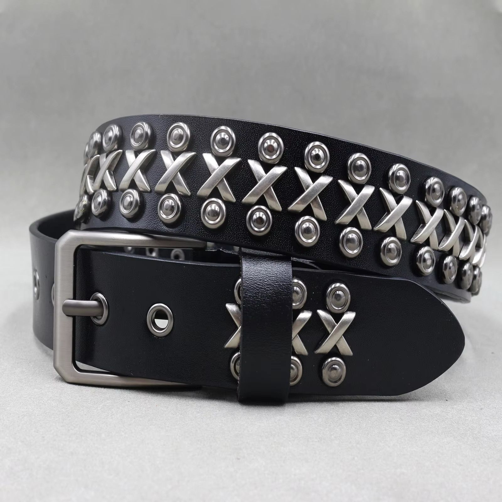 Jewelry Square Bead Rivet Belt Metal Pyramid Belt Size ONE SIZE - 1 Thumbnail