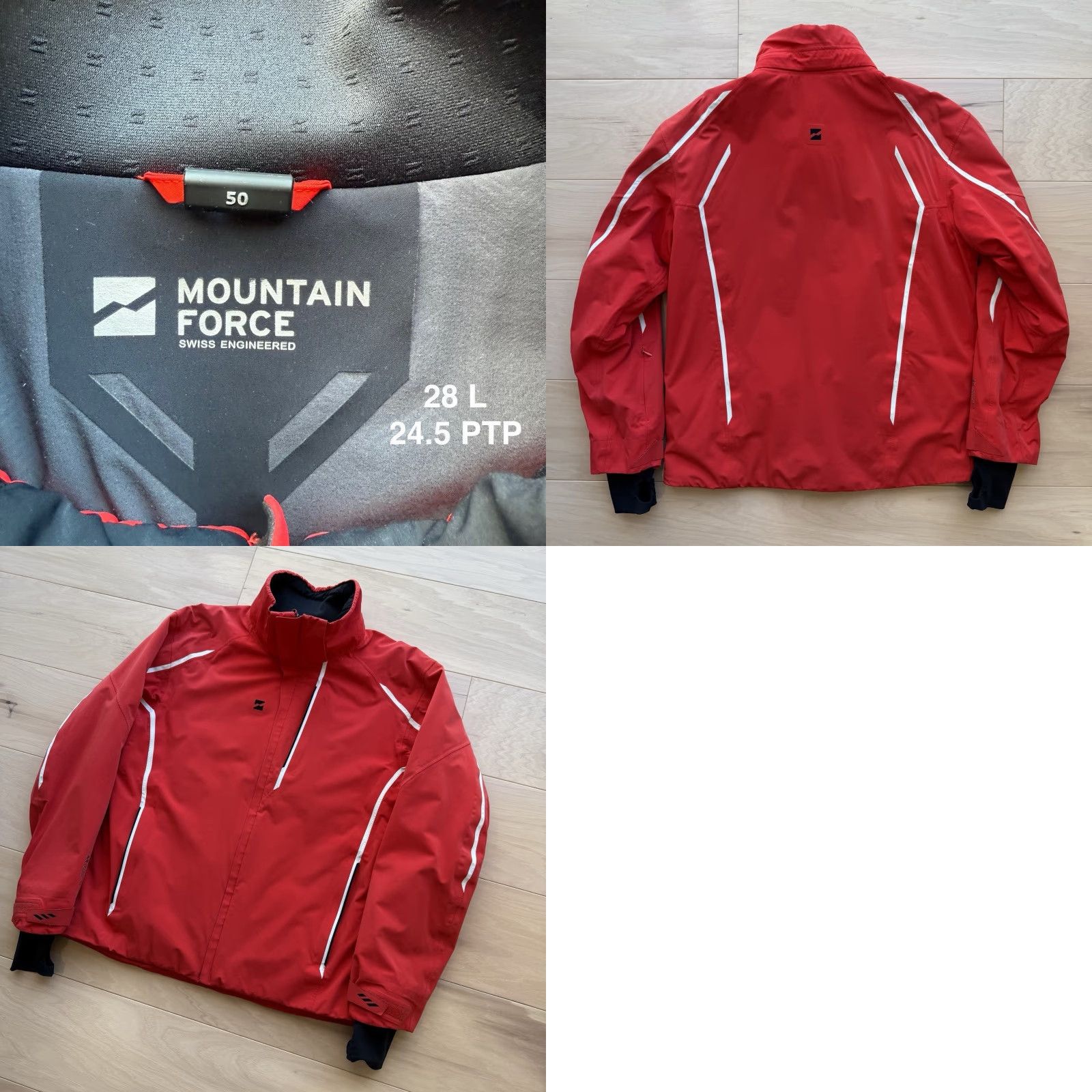 Vintage Mountain Force Jacket 50 Red Full Zip Insulated Winter Outerwear Ski Coat Parka Men Size US M / EU 48-50 / 2 - 8 Thumbnail