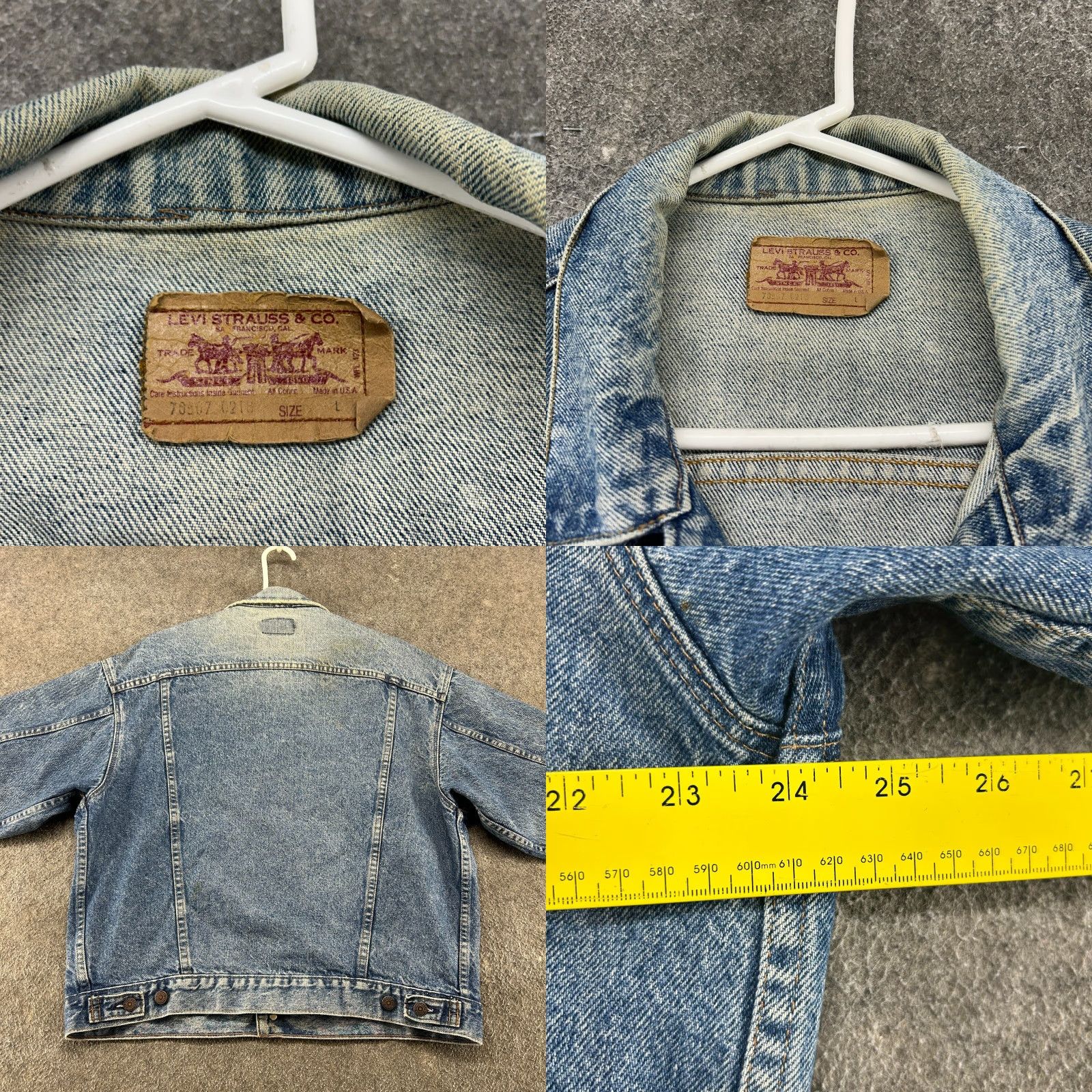 Levi's VINTAGE Levi's Jacket Mens L Blue Trucker Denim Jean Medium Wash Cotton USA 80s Regular Size US 33 - 9 Thumbnail
