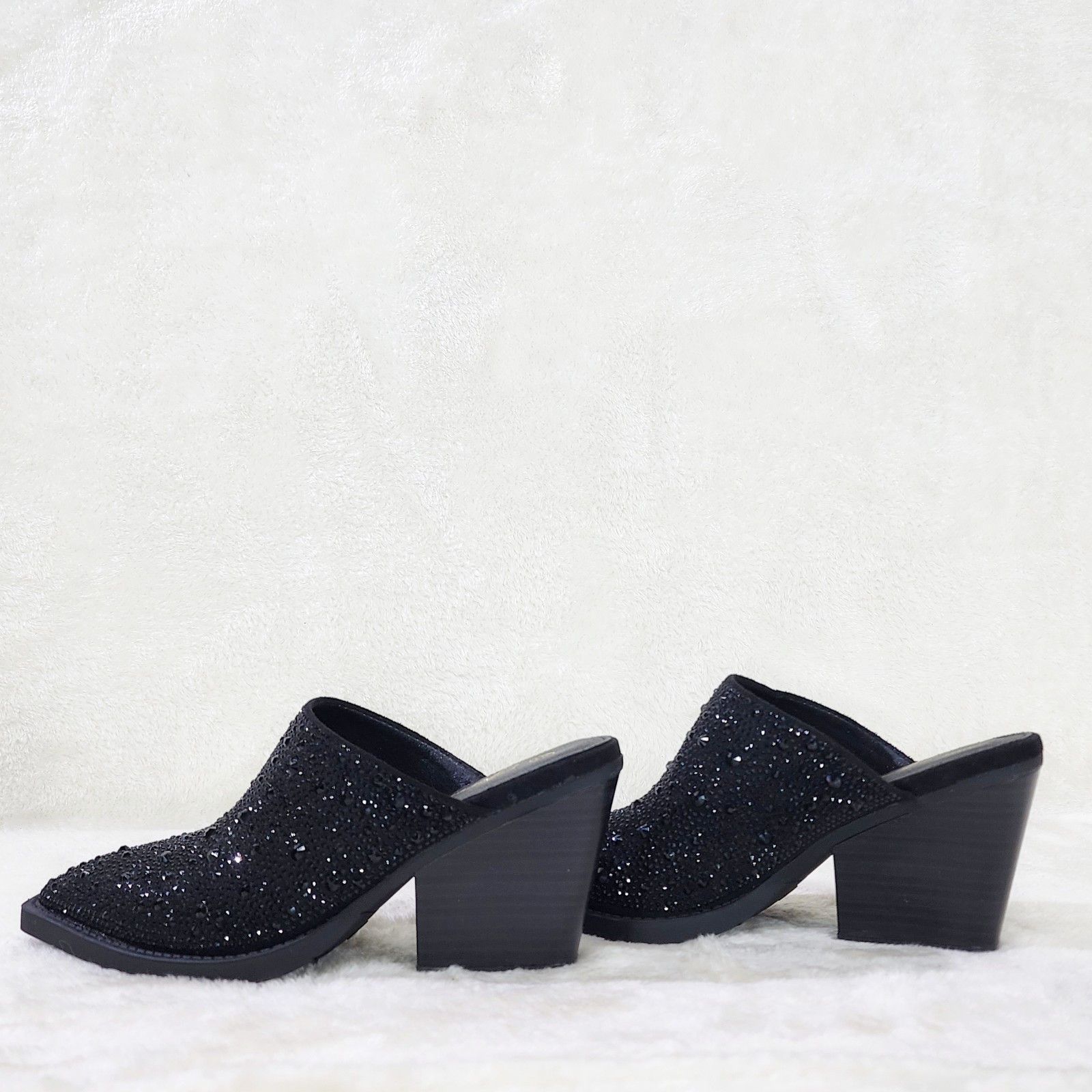 Other Vibes Western Cowgirl Slip On Shoes Mules / Clogs Black Rhin Size US 7.5 / IT 37.5 - 2 Thumbnail