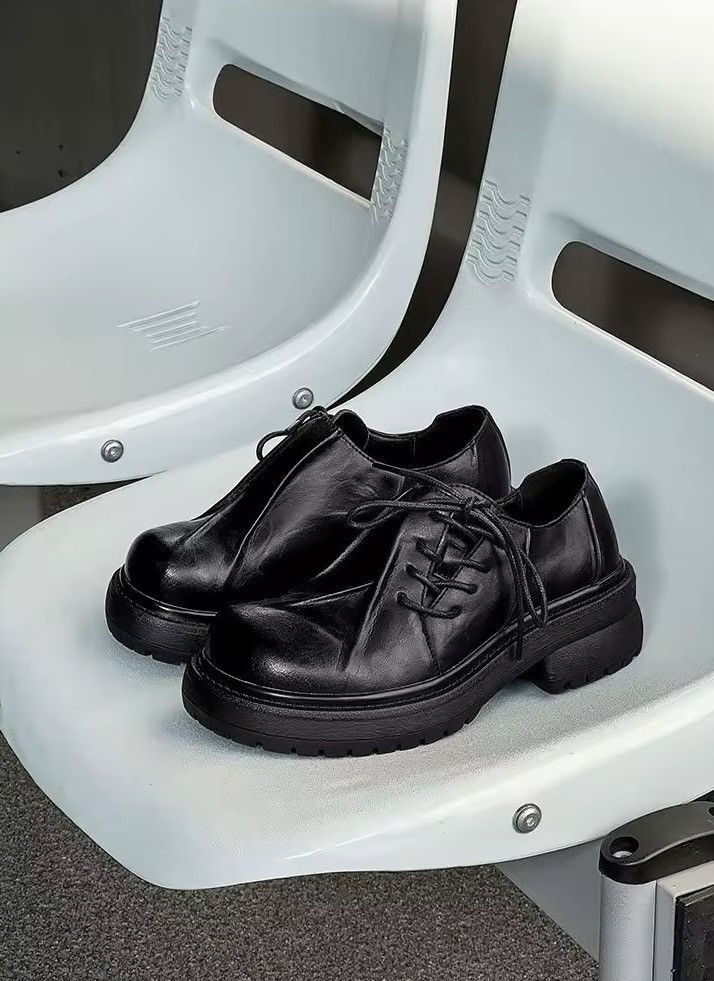 Genuine Leather Real Leather Designer Pleated Platform Solid Casual Boots Size US 10.5 / EU 43-44 - 4 Thumbnail
