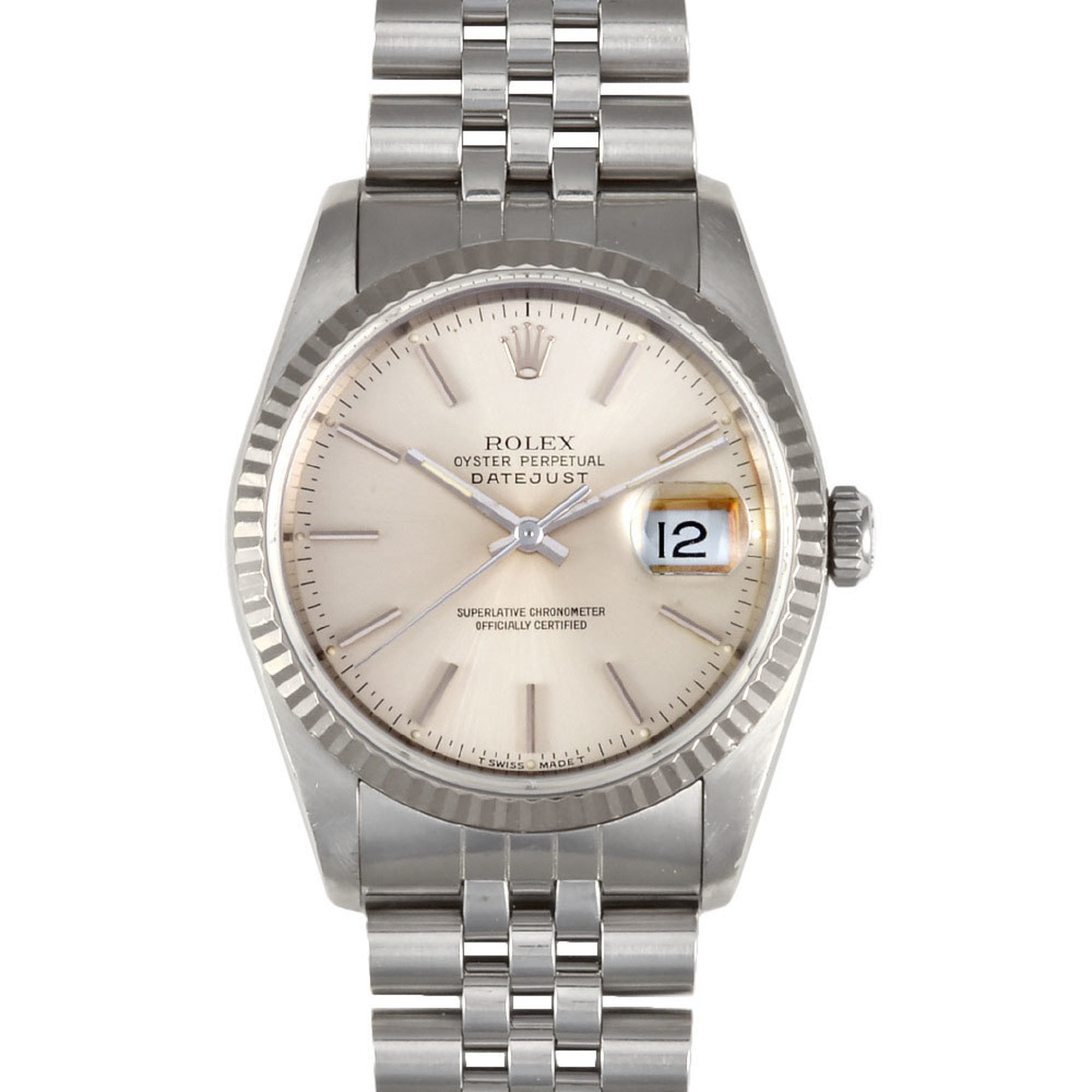 Rolex 16234 Datejust E Series Wristwatch Automatic Silver Dial SS x WG Men's