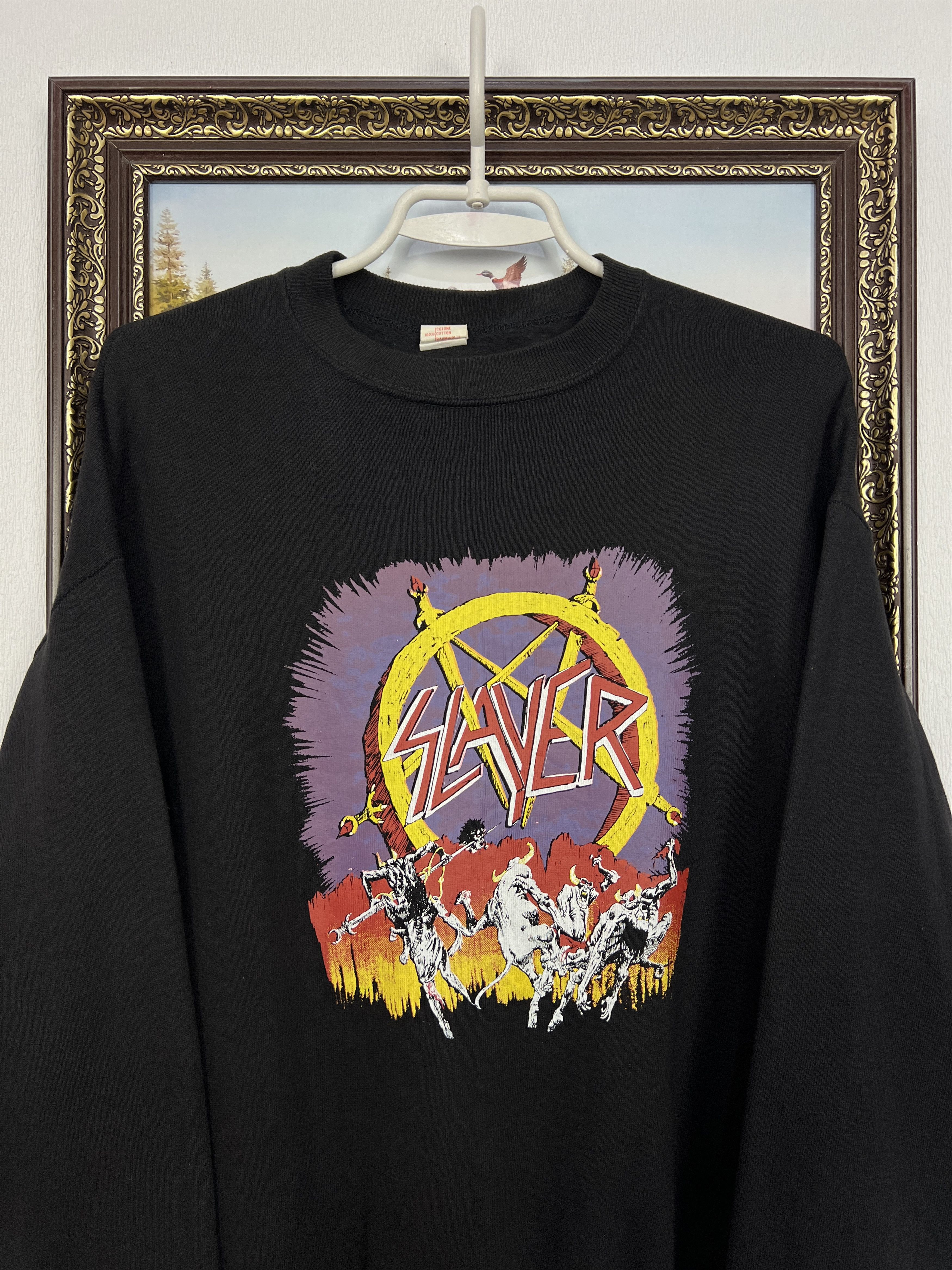 Vintage Slayer Over Print Band Black Sweatshirt Rare Big Logo Hype Size US XS / EU 42 / 0 - 2 Thumbnail