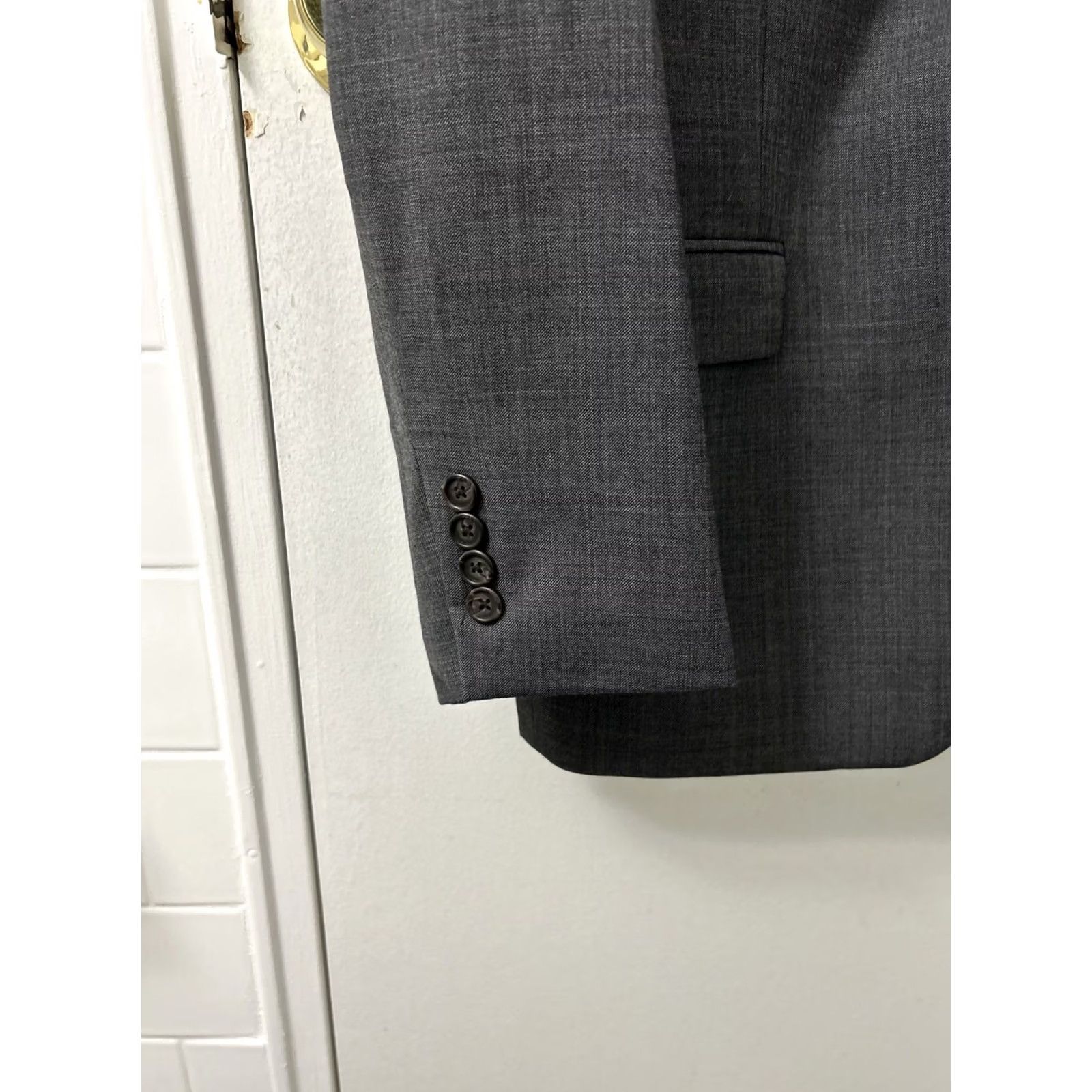Ralph Lauren Lauren Ralph Lauren Blazer Mens 42R Gray 100% Wool-Laine Two-Button Notch Lapel Regular Fit Flat Front Inner Pockets Single-Breasted Coat Jacket Size 42R - 4 Thumbnail