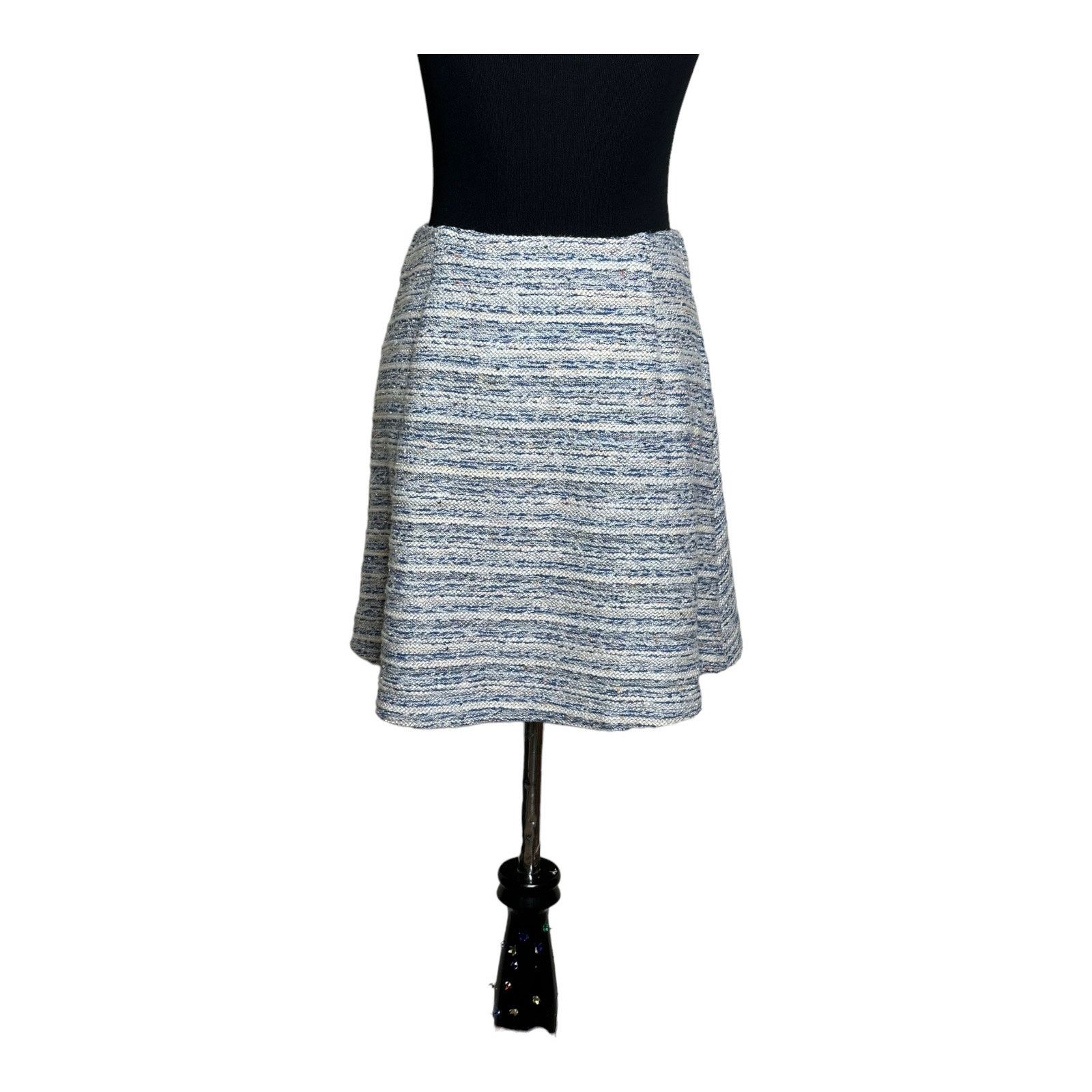 Loft Loft blue tweed lined A line mini pull on skirt size XS Size 27" / US 4 / IT 40 - 8 Thumbnail