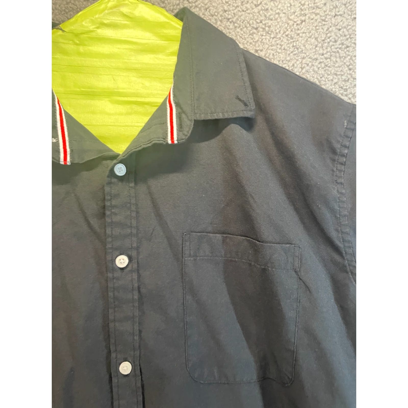 Vintage Oxfords Button-Up Shirt Black XL Men Cotton Solid Button-Down Collar Long Sleeve Leather? Size US XL / EU 56 / 4 - 2 Thumbnail