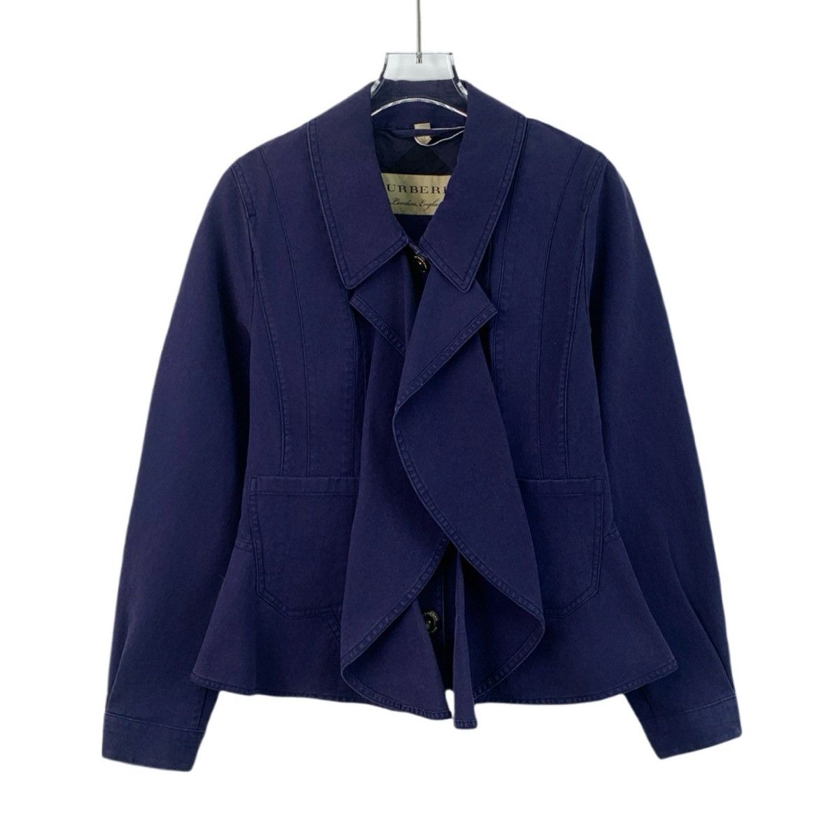 Burberry Burberry dark purple ruffled lapel washed denim jacket Size S / US 4 / IT 40 - 1 Thumbnail
